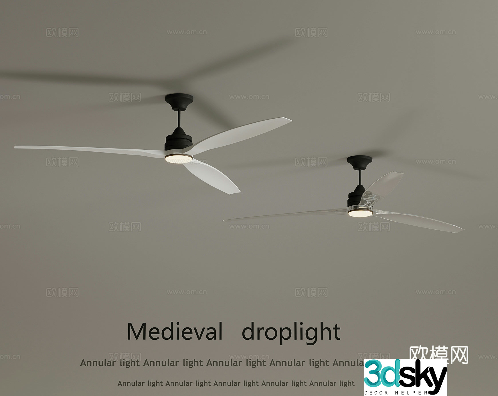 Modern fan light 3d model