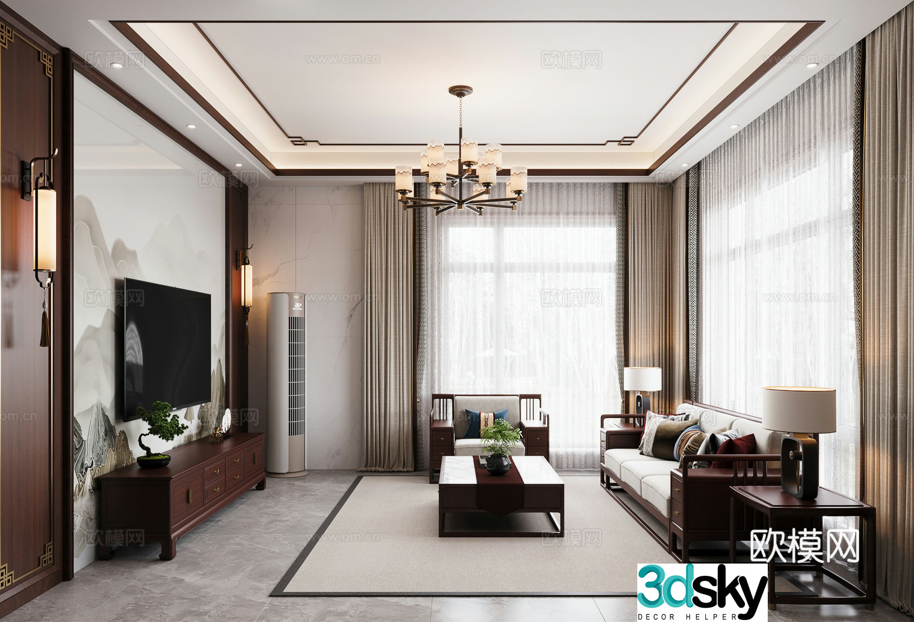 New Chinese living room 3D model