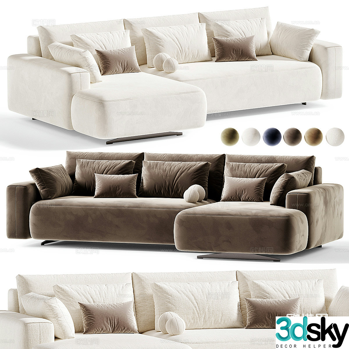Modern Italian fabric corner sofa 3D model