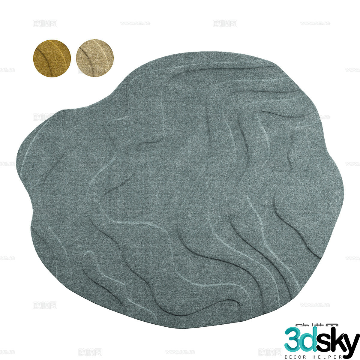 Modern cream style special-shaped fabric carpet 3D model