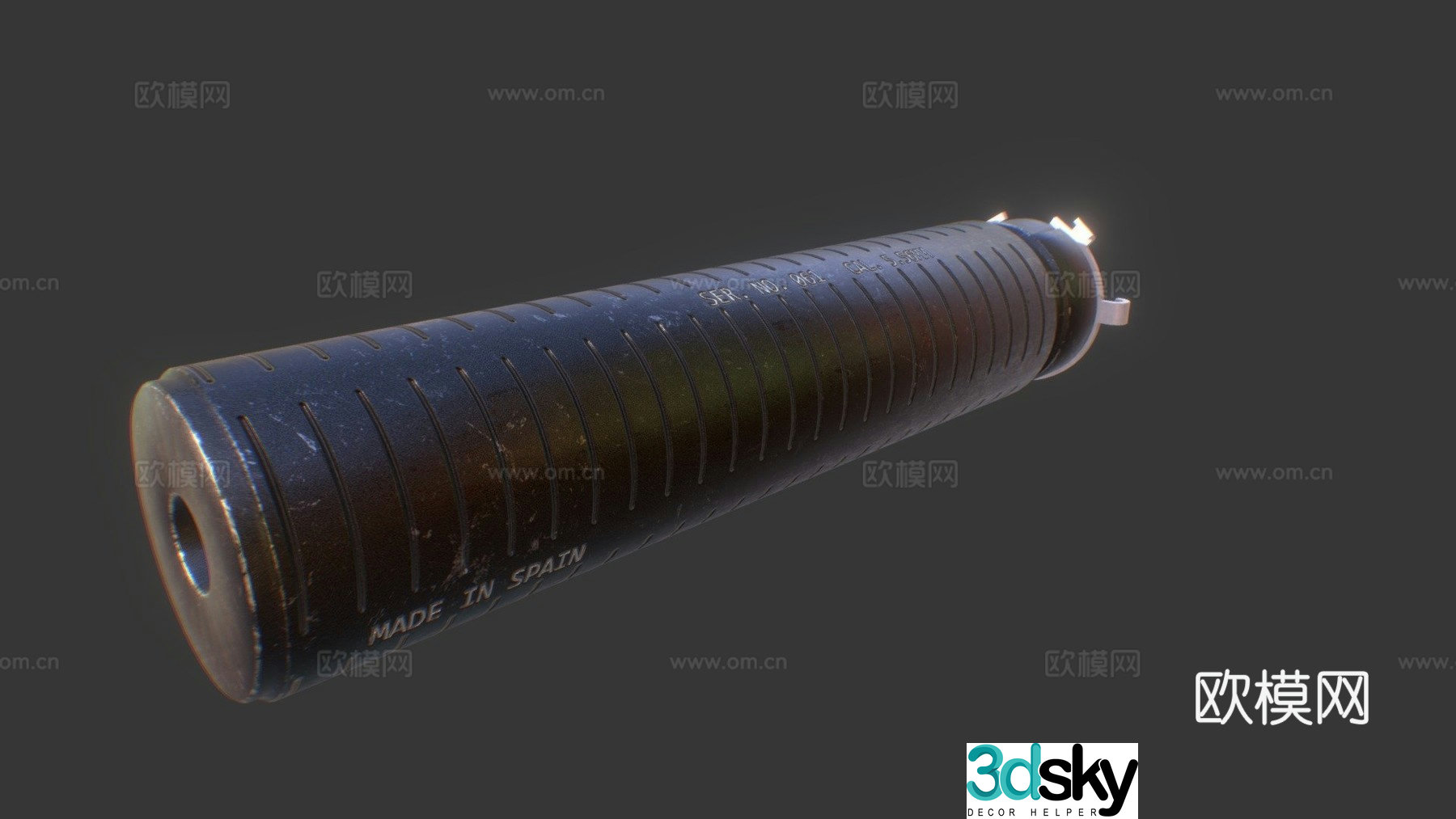 Gun silencer 5.56 mm 3d model