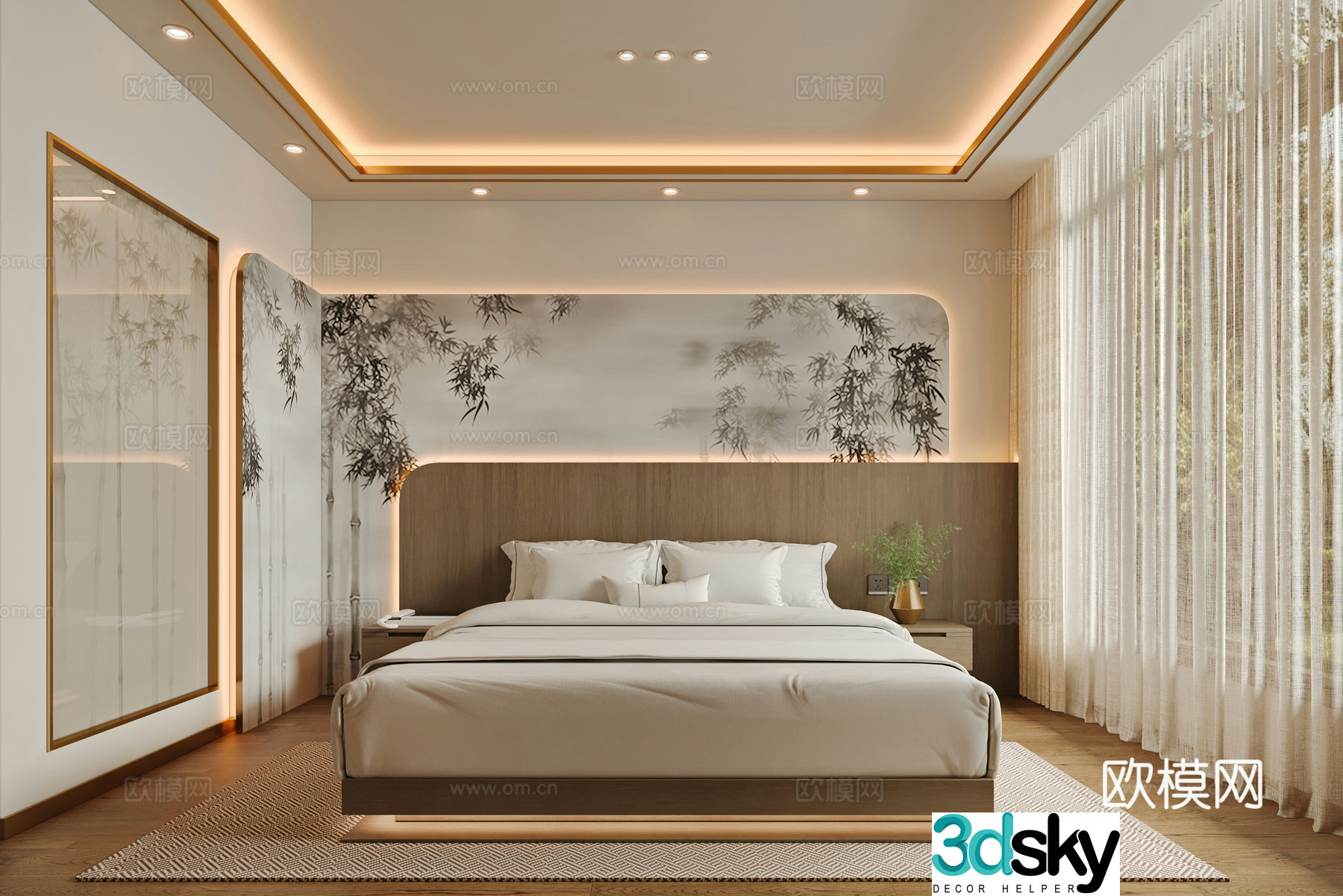 New Chinese bedroom 3D model