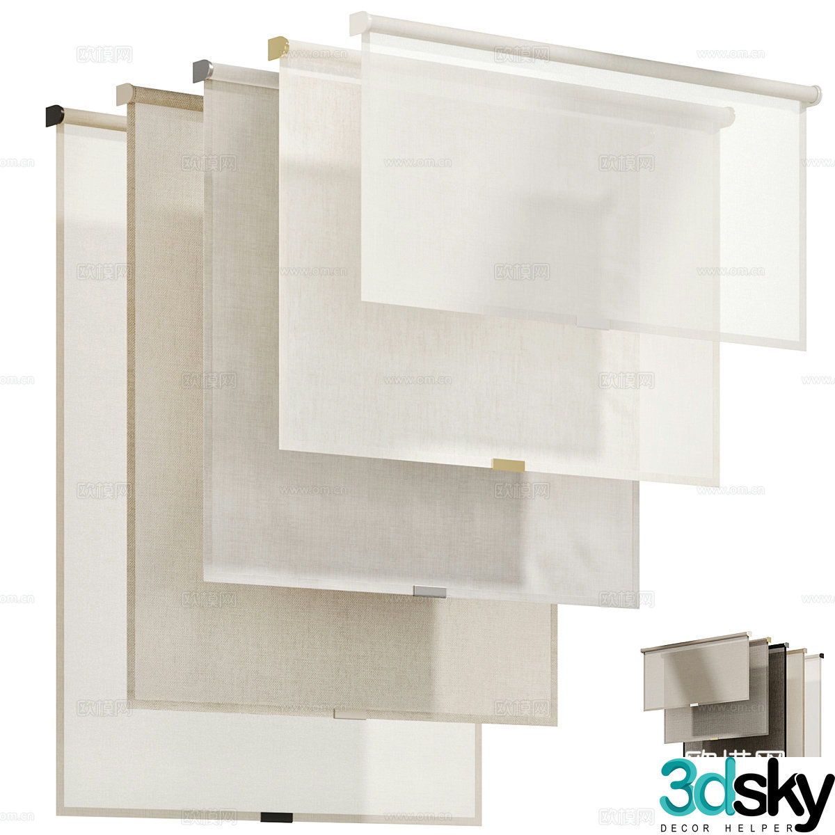Modern minimalist roller blind 3D model