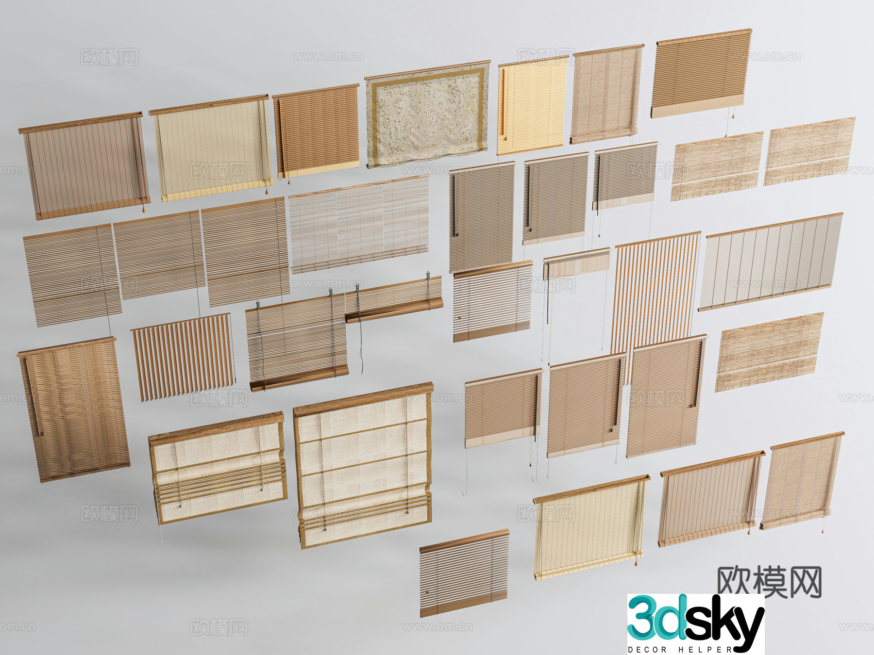 Rattan rattan curtain bamboo curtain roller curtain curtain 3d model