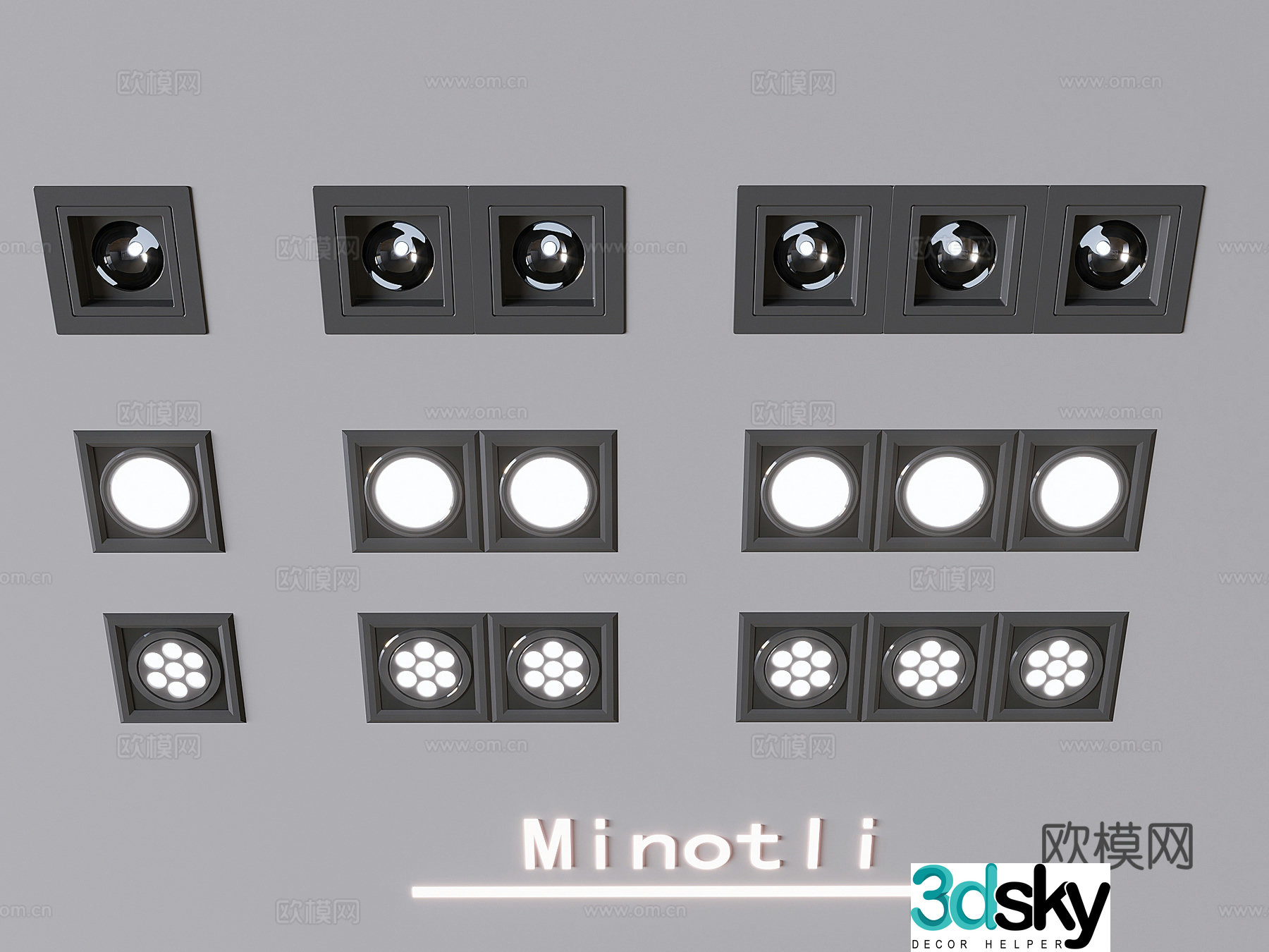 Grille downlight spotlight 3d model