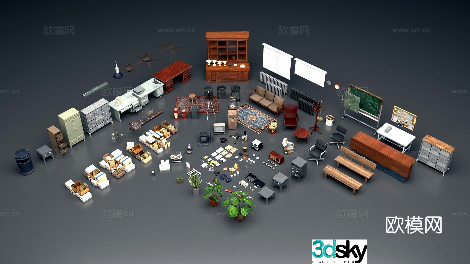 Retro office furniture 3d model
