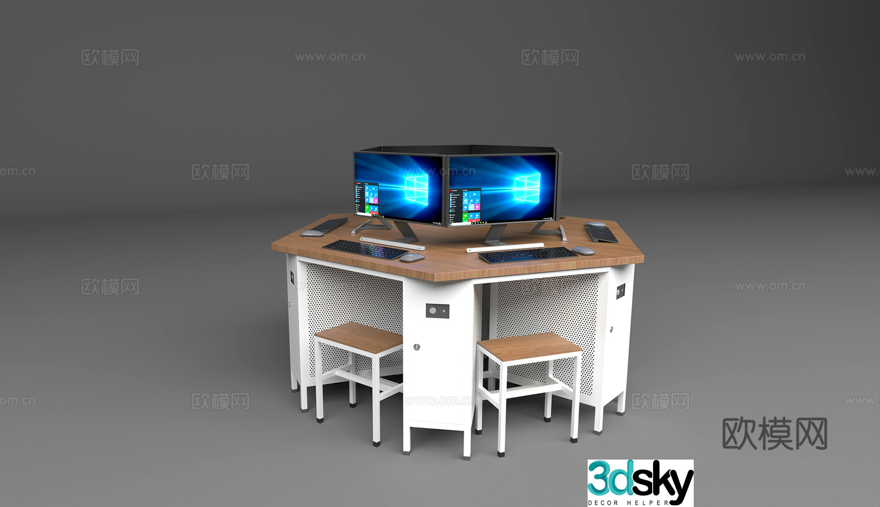 3d model of office desk and chair