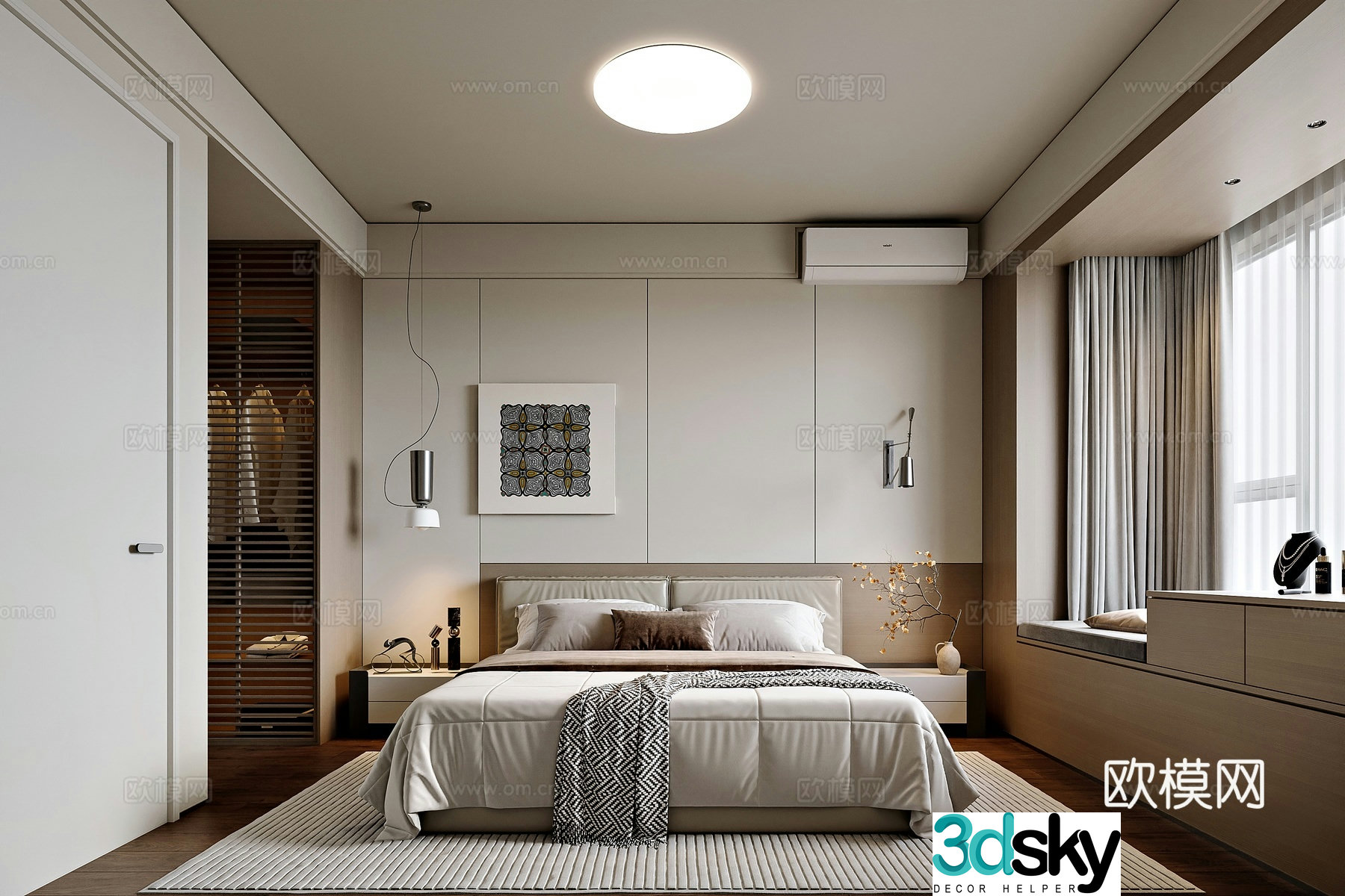 Modern style home bedroom 3d model