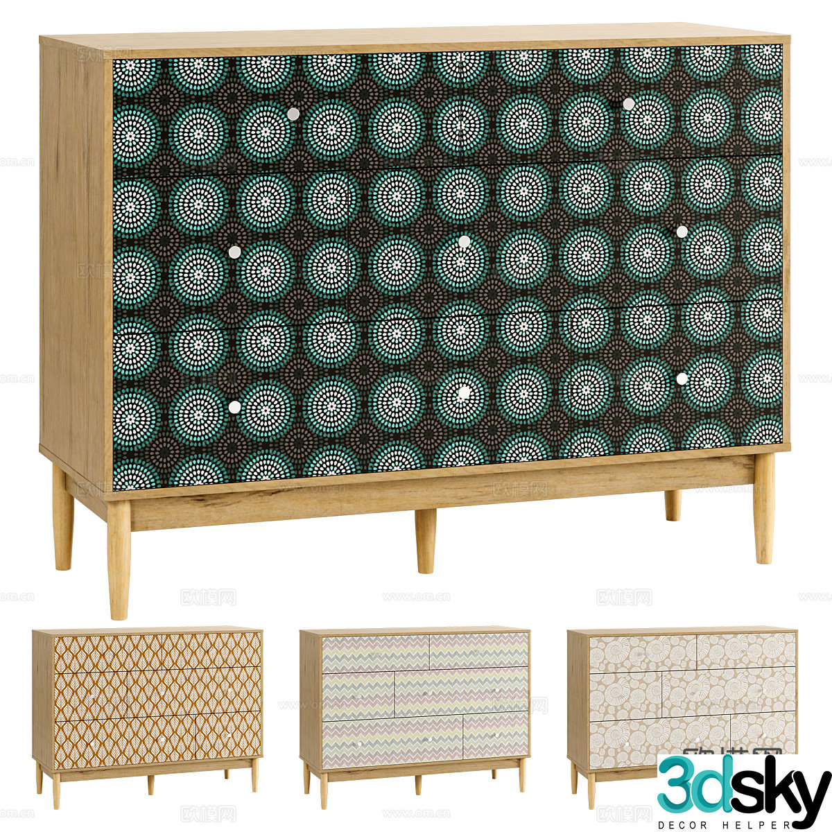 Modern Nordic log-style sideboard chest of drawers 3d model