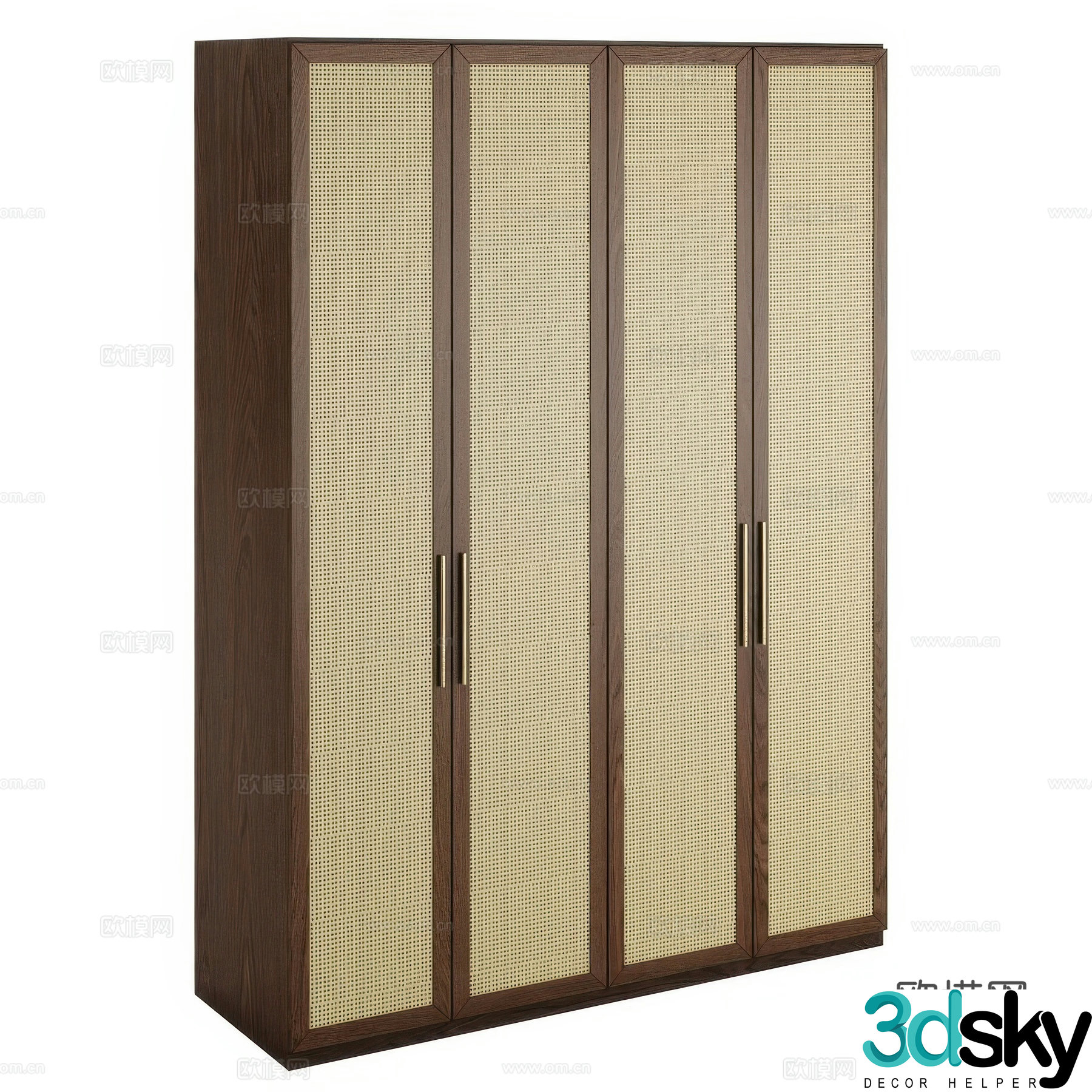 New Chinese rattan wardrobe 3D model