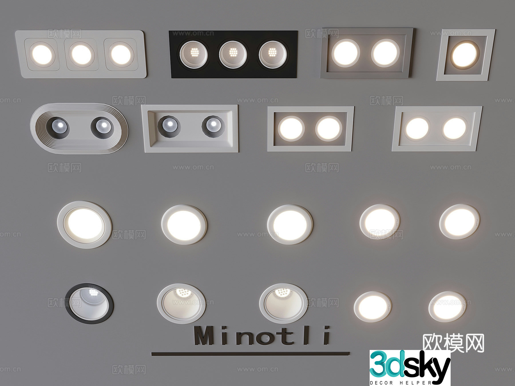 Grille downlight spotlight 3d model