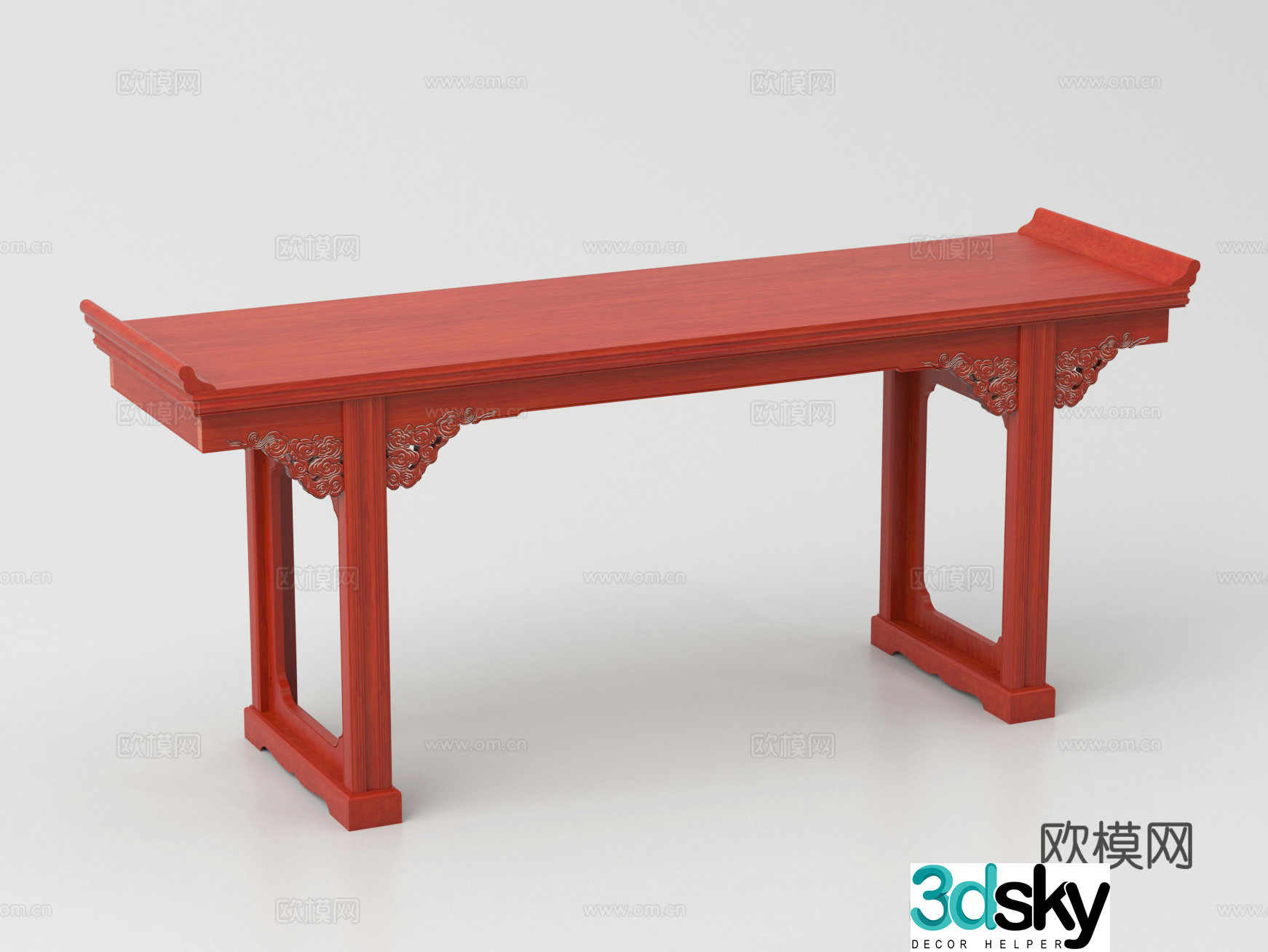 Chinese style stripes carved stripes table 3d model