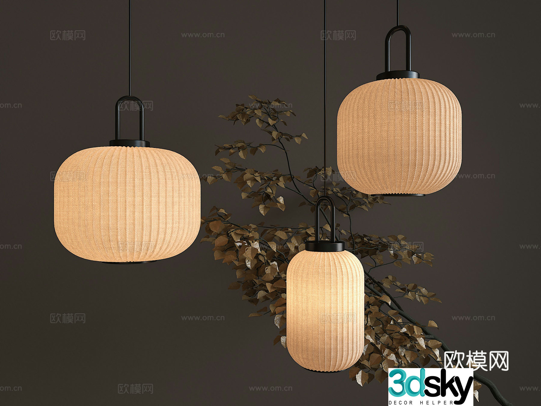 New Chinese style small chandelier lantern 3d model