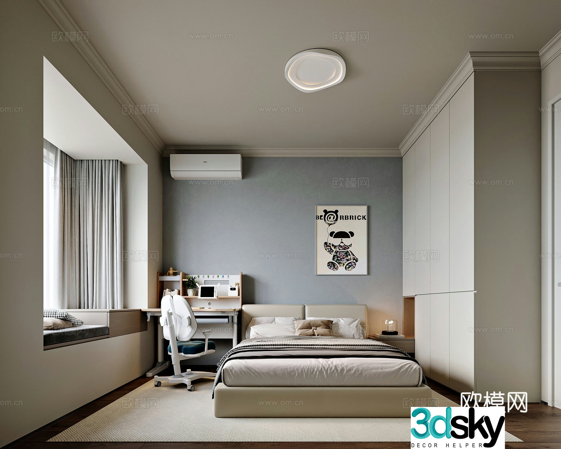 Modern style home bedroom 3d model
