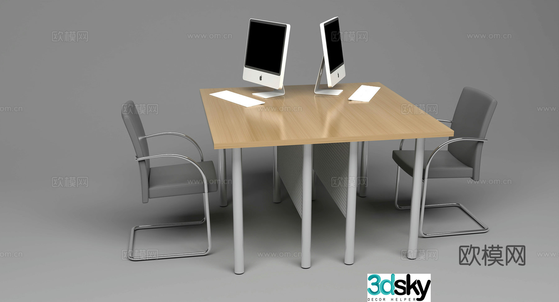 3d model of office desk and chair