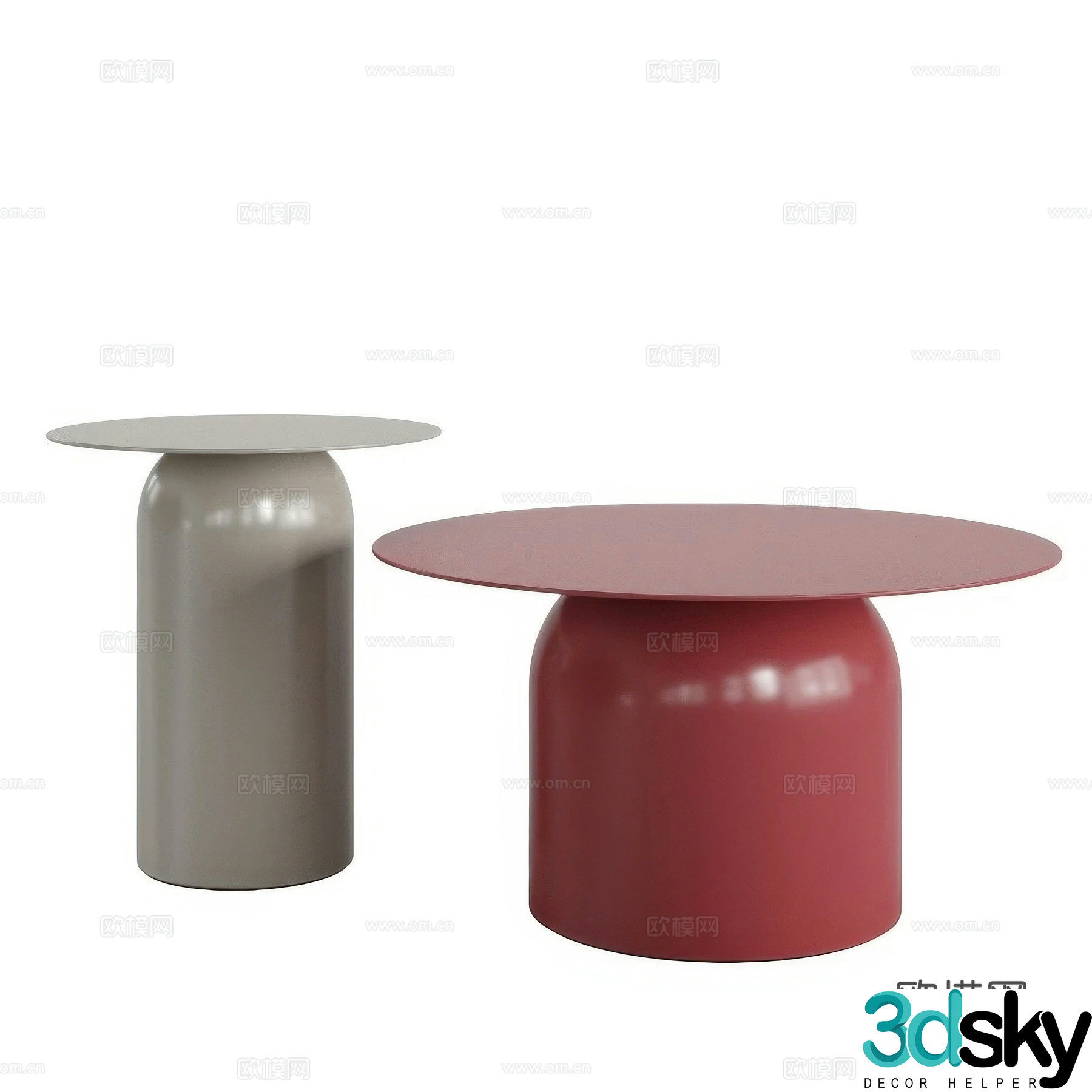 Modern minimalist metal round coffee table 3D model