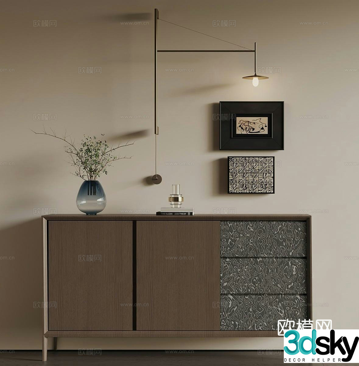 Modern Italian sideboard_Modern Italian sideboard_Decoration cabinet_Portrait cabinet_Decoration drawing 3D model