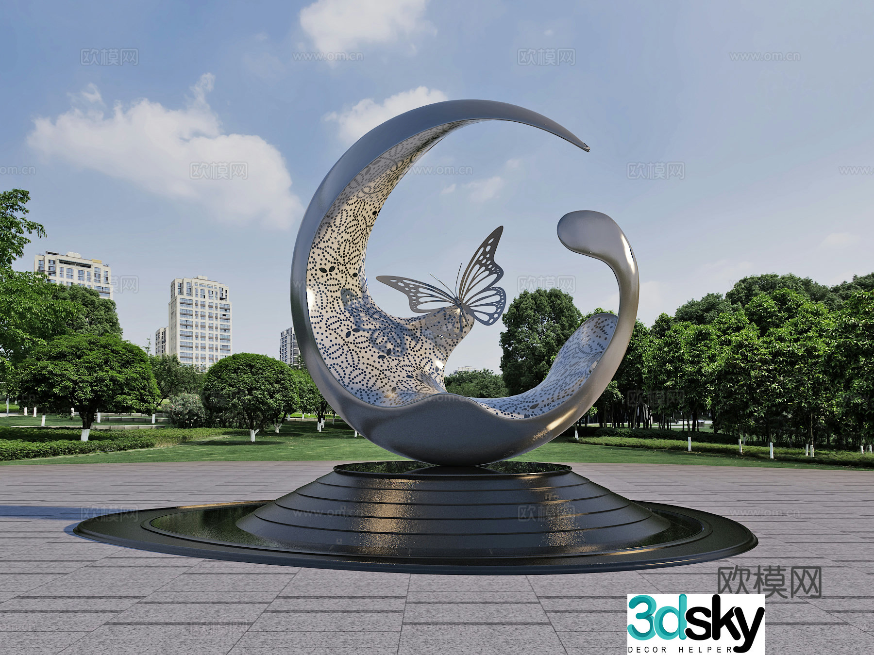 Square installation Sculpture Landscape Art sketch 3d model