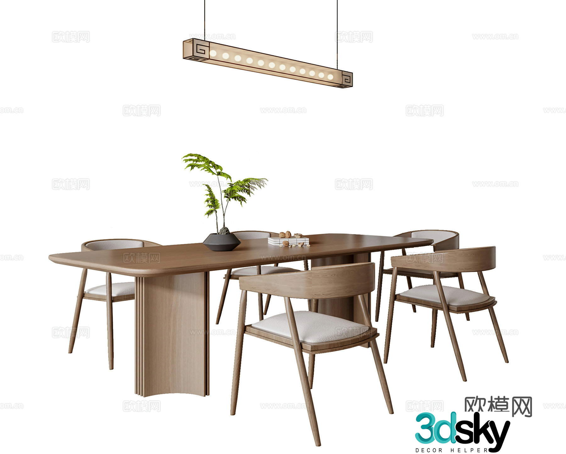 New Chinese Song style dining table and chair 3D model