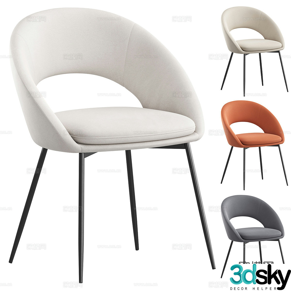 Modern minimalist dining chair 3d model