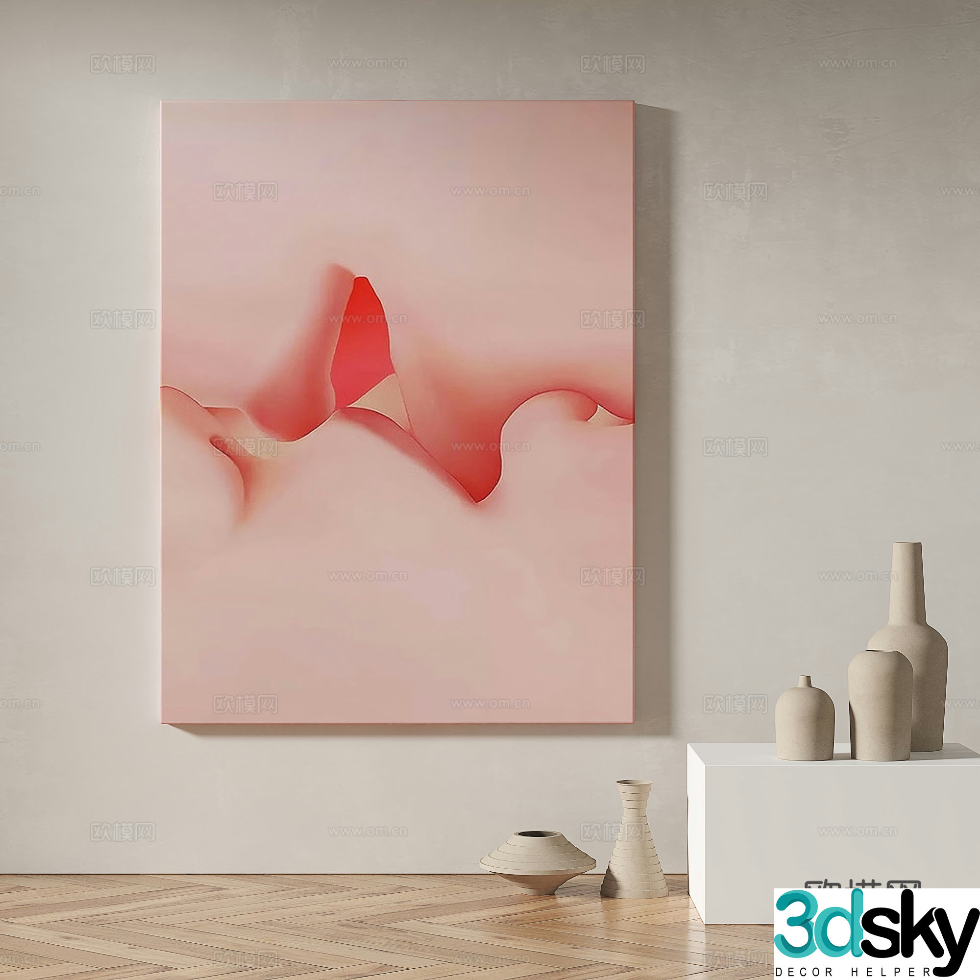 Modern minimalist abstract decorative painting 3d model