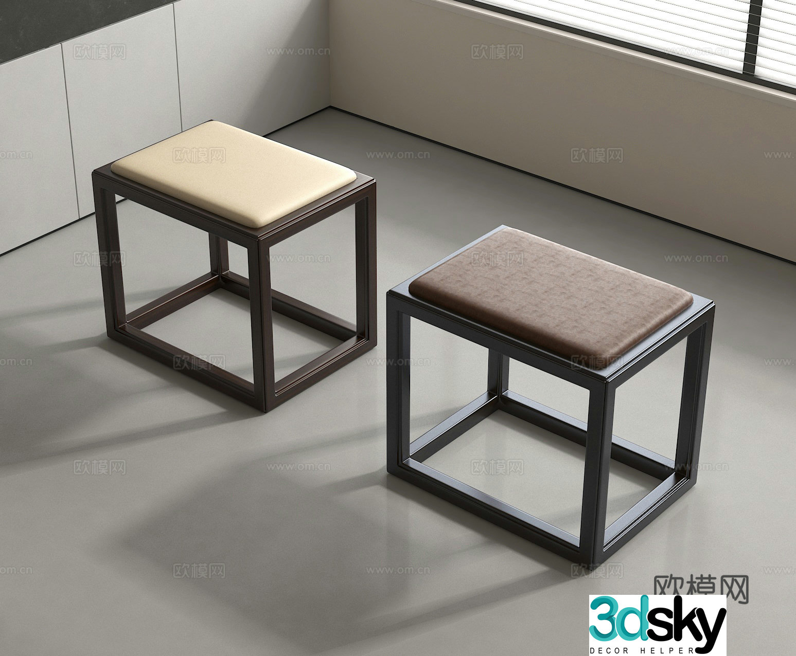 Stool low stool shoe changing stool 3d model