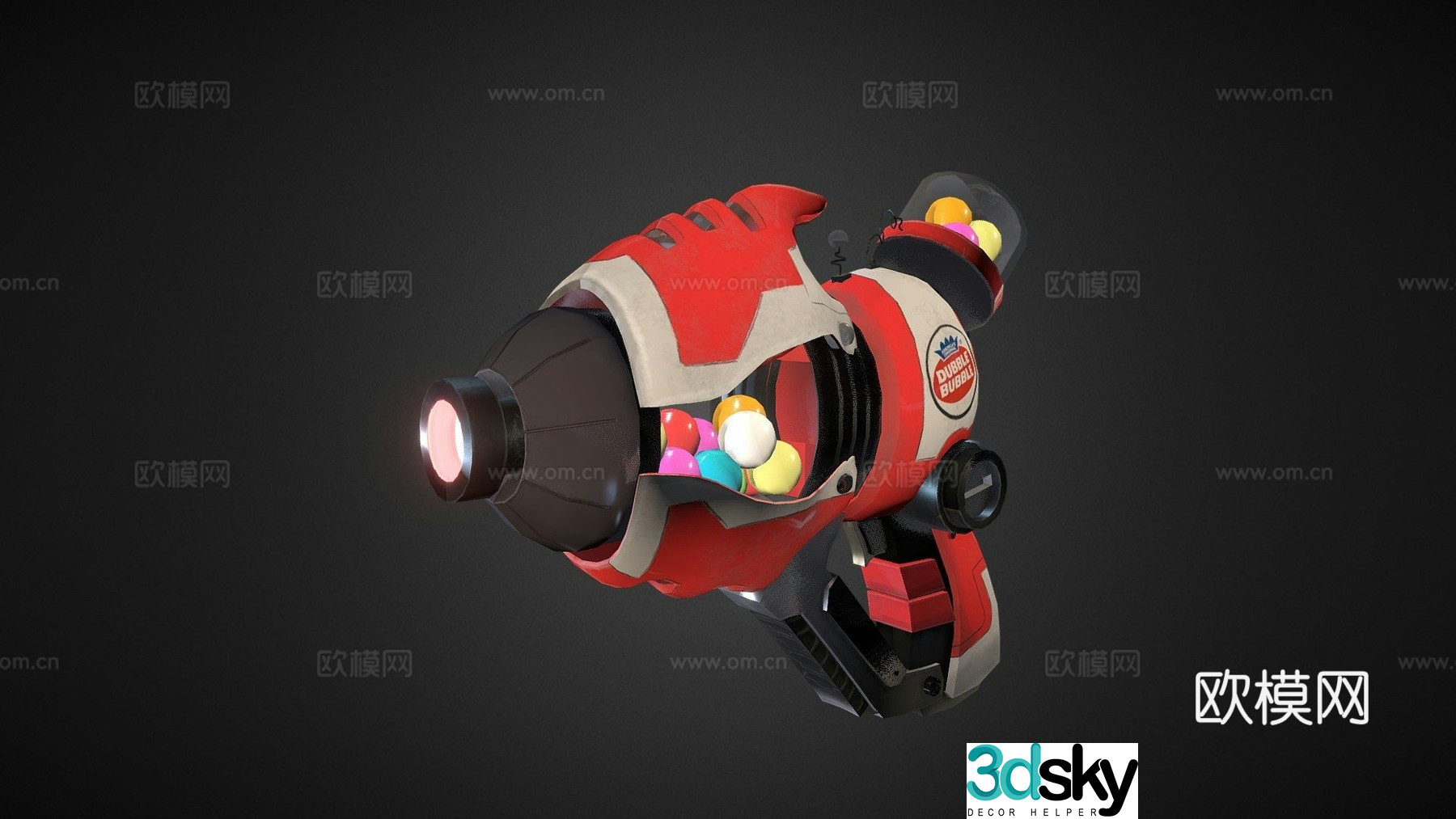 bubble gum gun 3d model