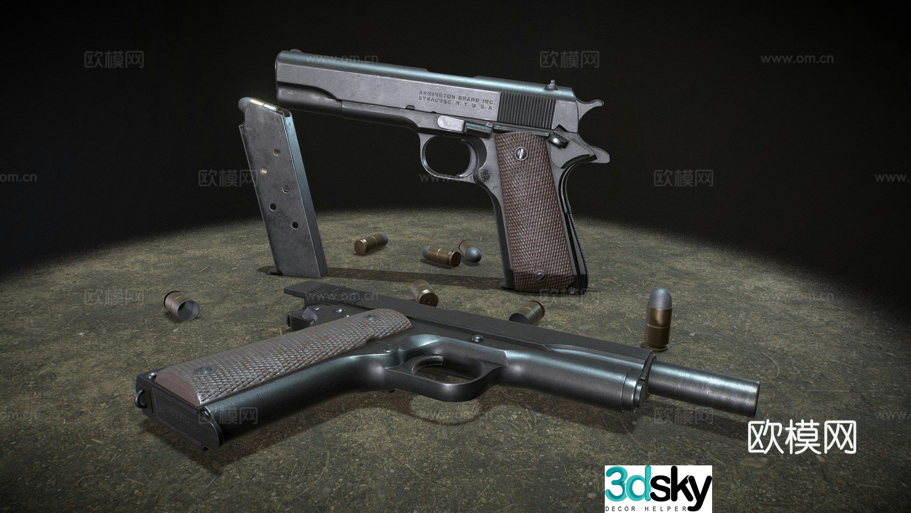 M1911A1 - World War II - Retextured 3d model