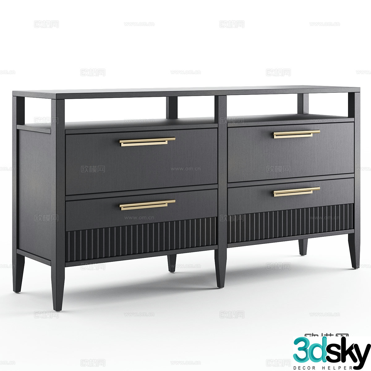 New Chinese style light luxury sideboard storage cabinet drawer 3d model