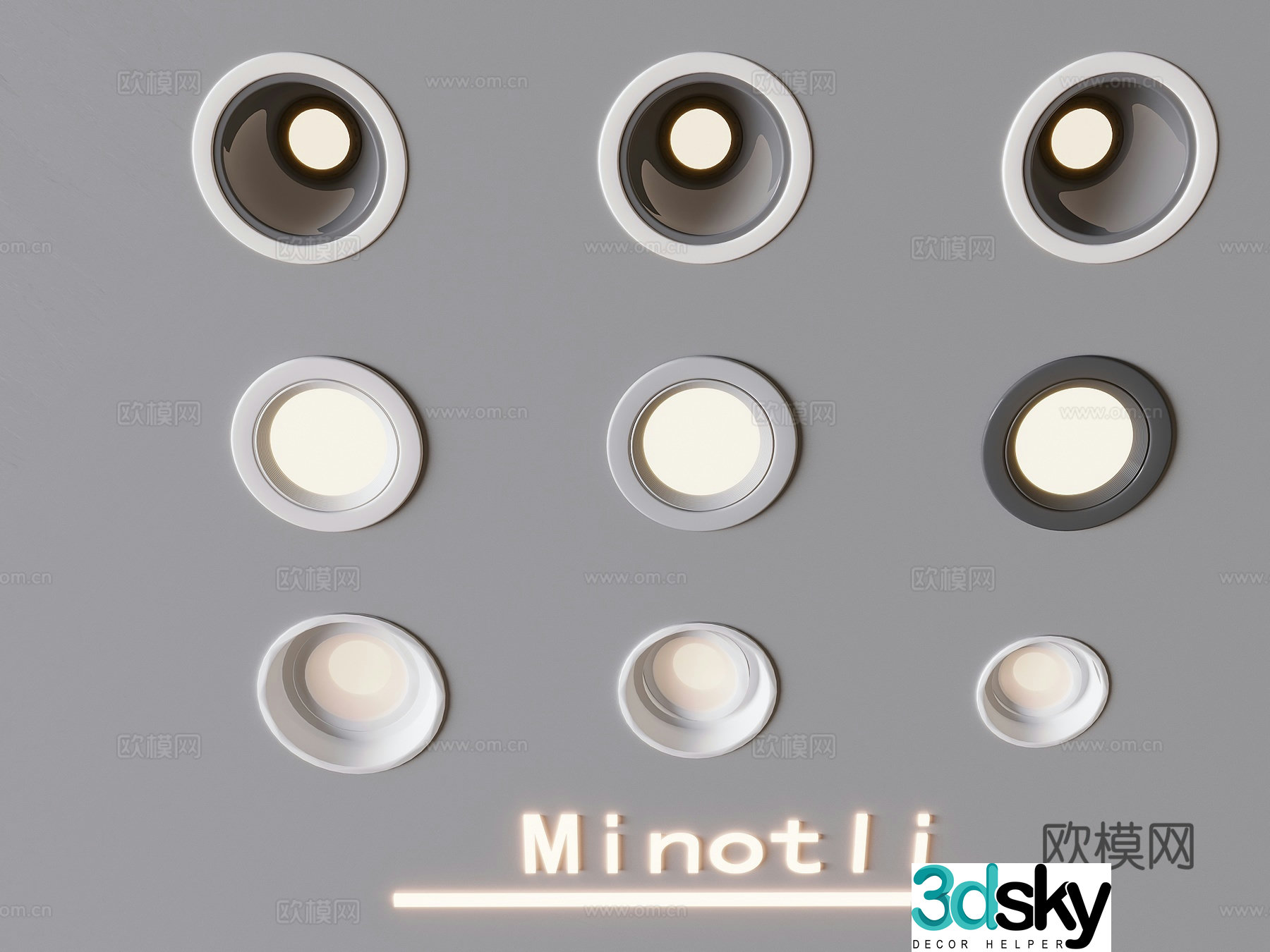 Inline downlight spotlight 3D model