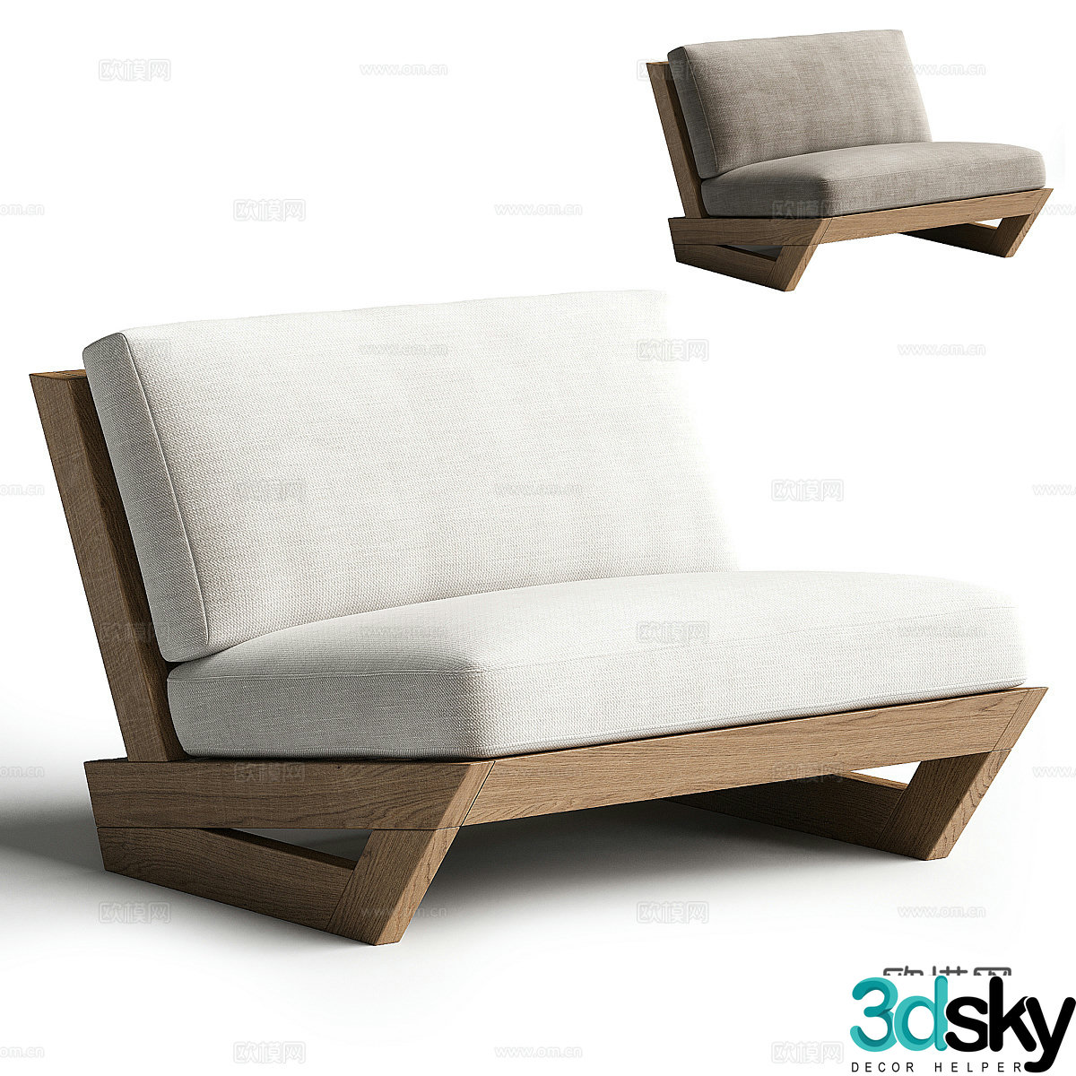 New Chinese style outdoor lounge chair leisure chair 3d model