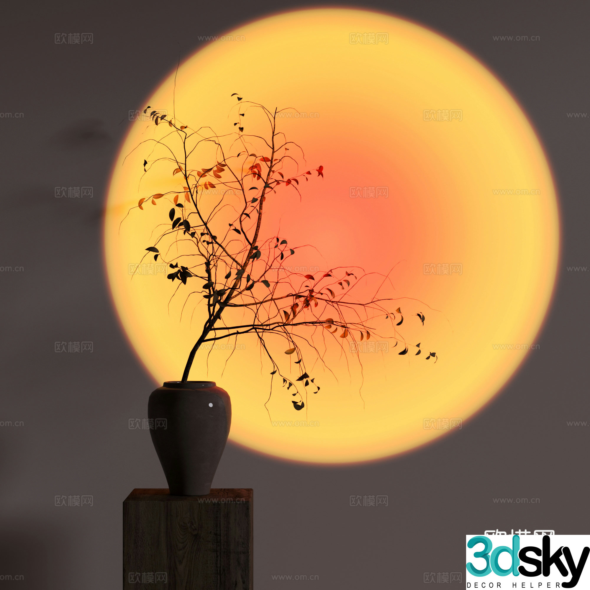 Modern dawn lights sunset lights ambient lights sunset lights green plants 3d model