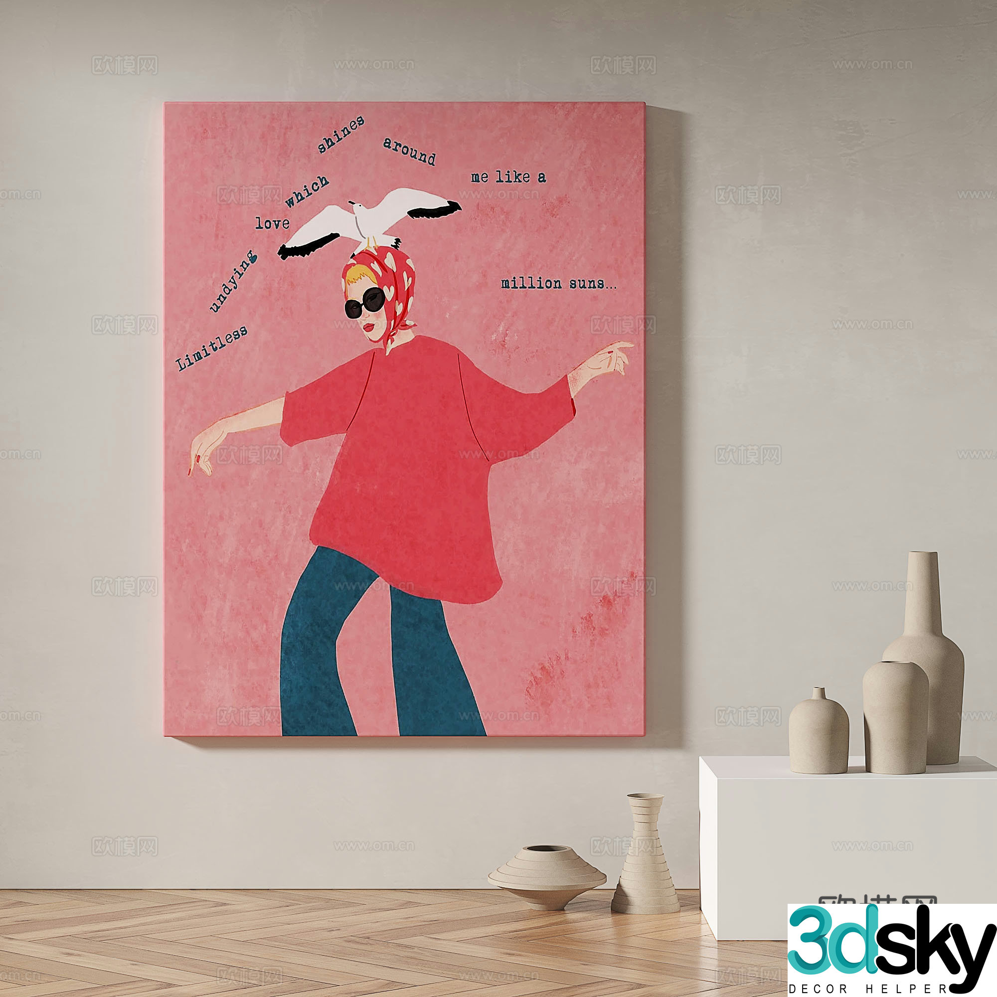 Modern minimalist abstract decorative painting 3d model