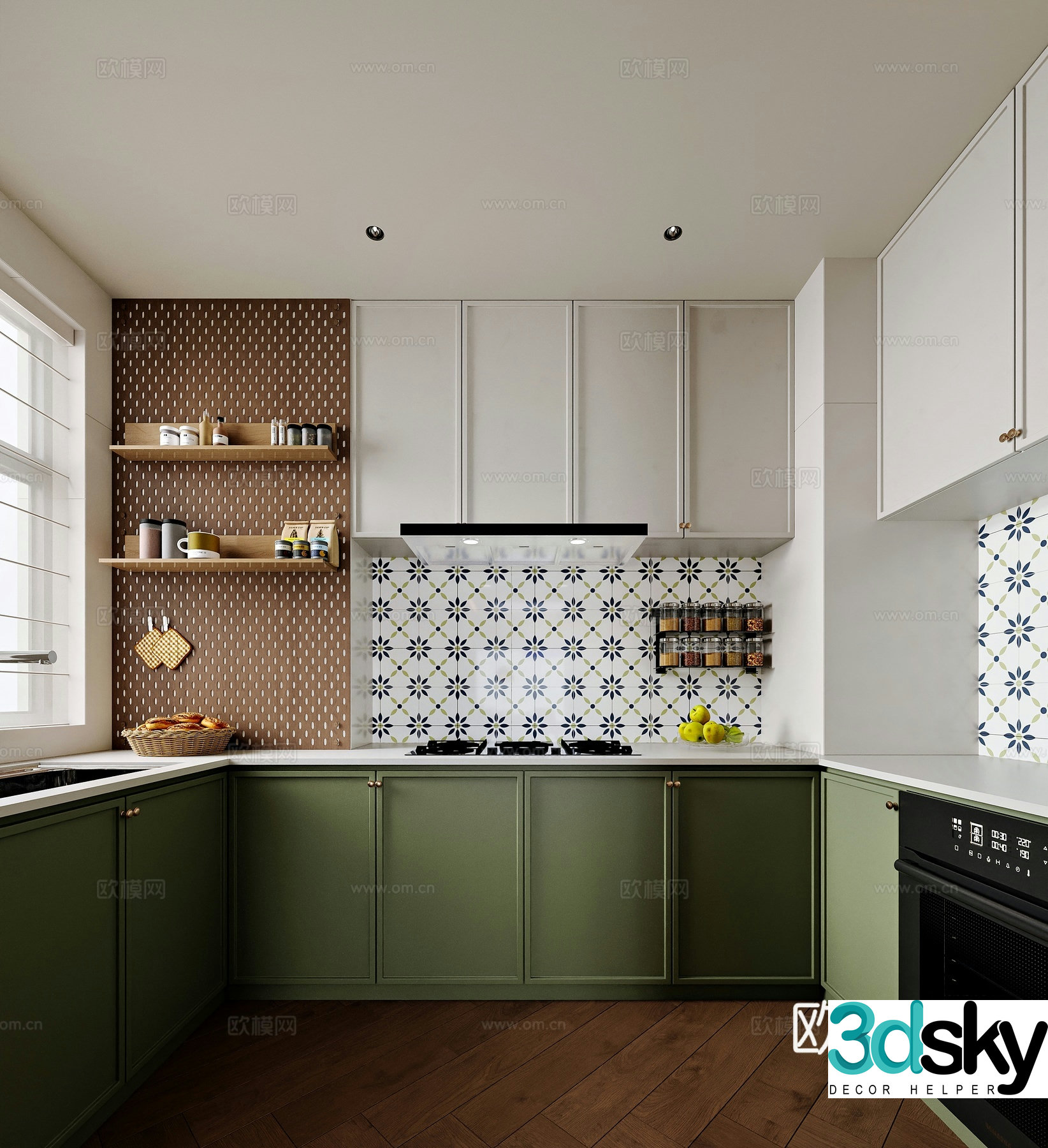 French retro style home kitchen 3d model