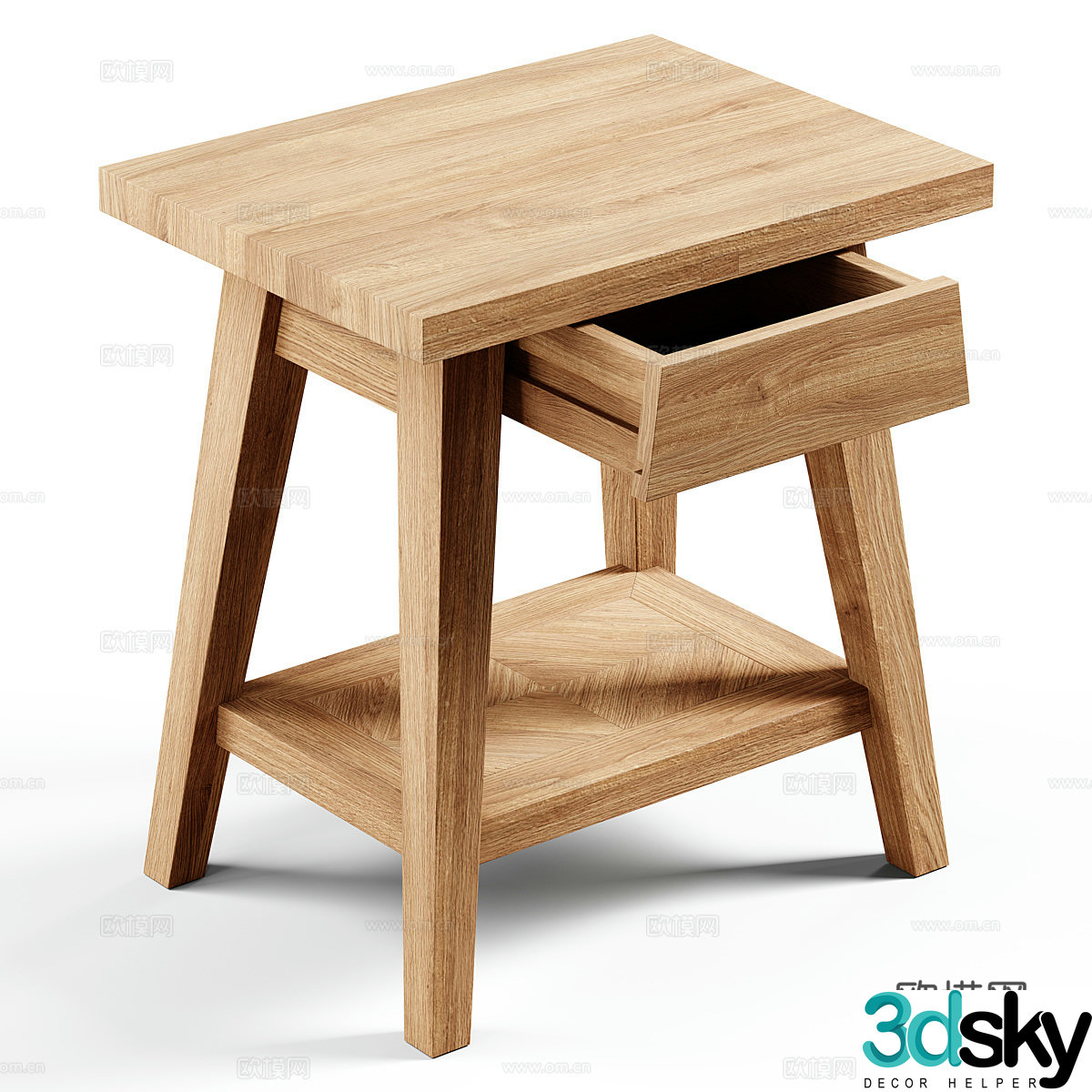 Modern Nordic log wind bedside table 3d model
