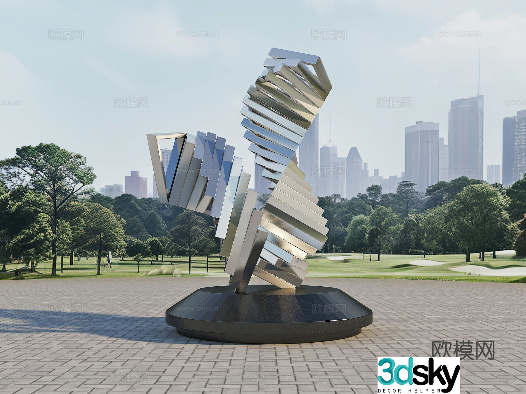 Square installation Sculpture Landscape Art sketch 3d model