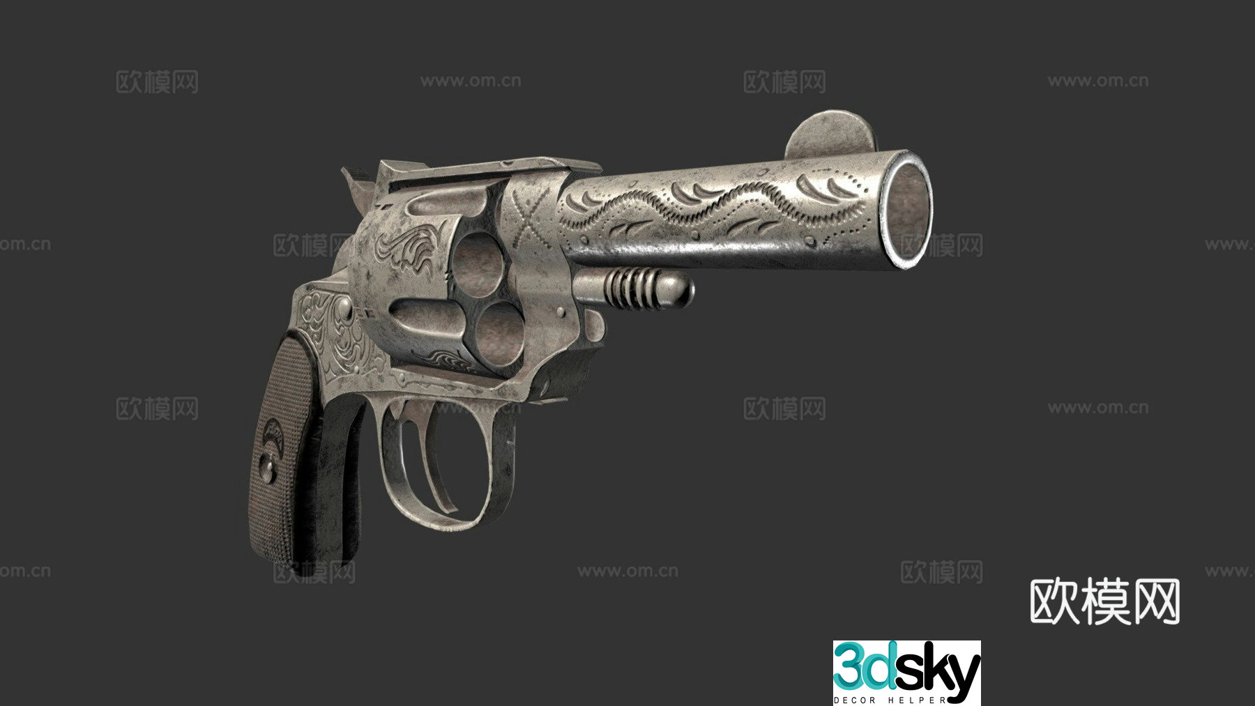 Engraved revolver 3d model