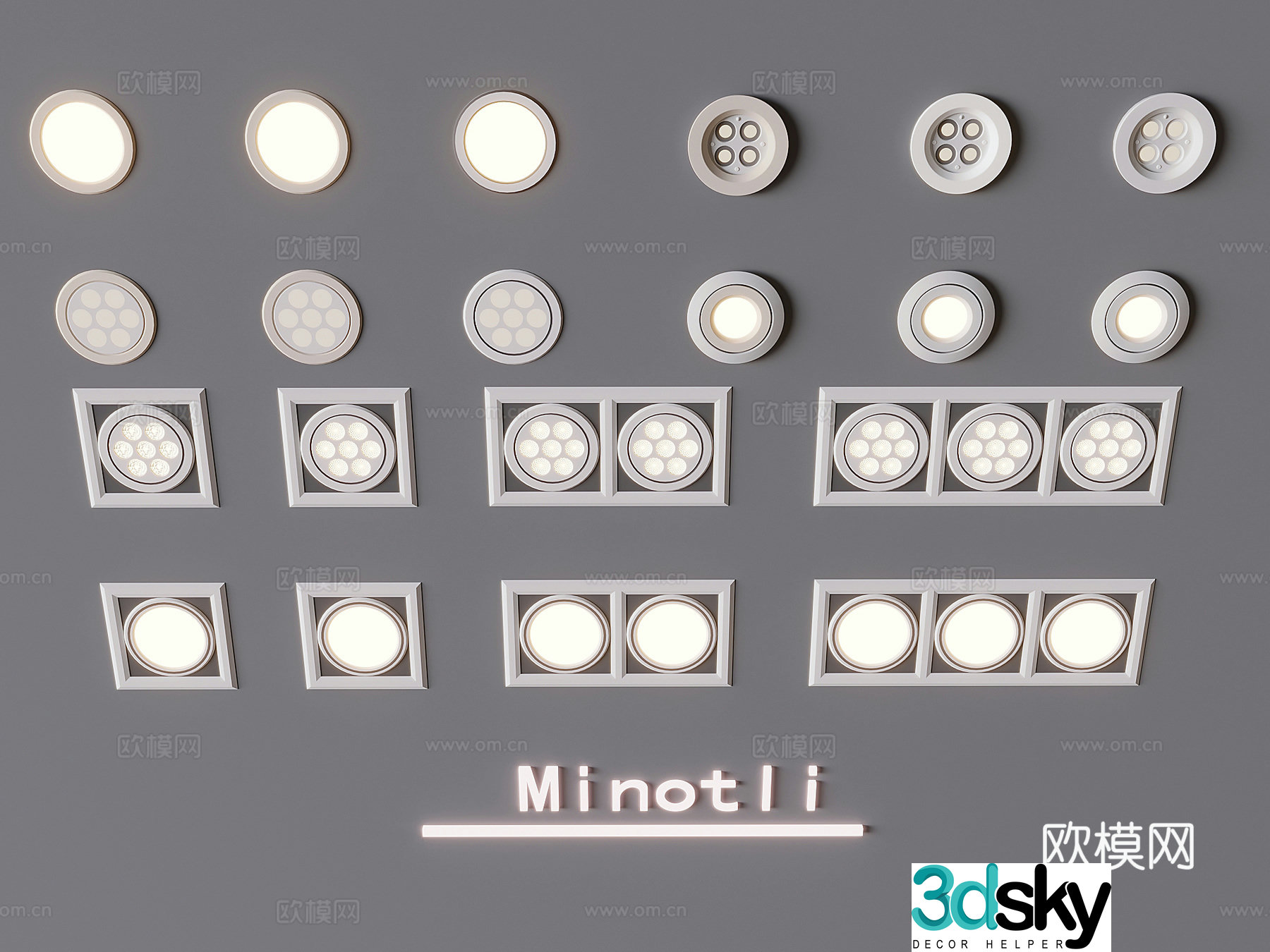 Downlight spotlight grille lamp 3d model