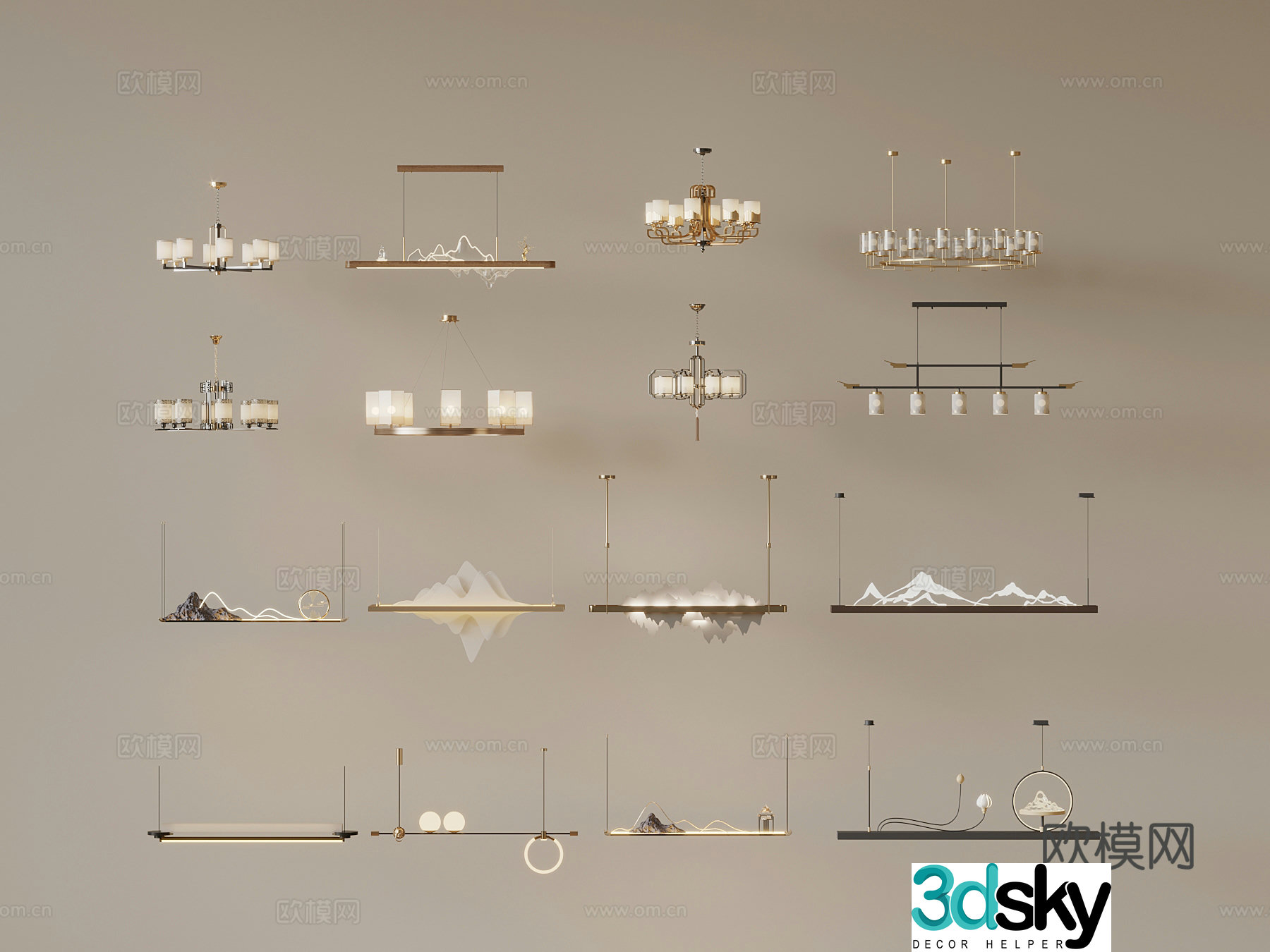 New Chinese chandelier 3D model