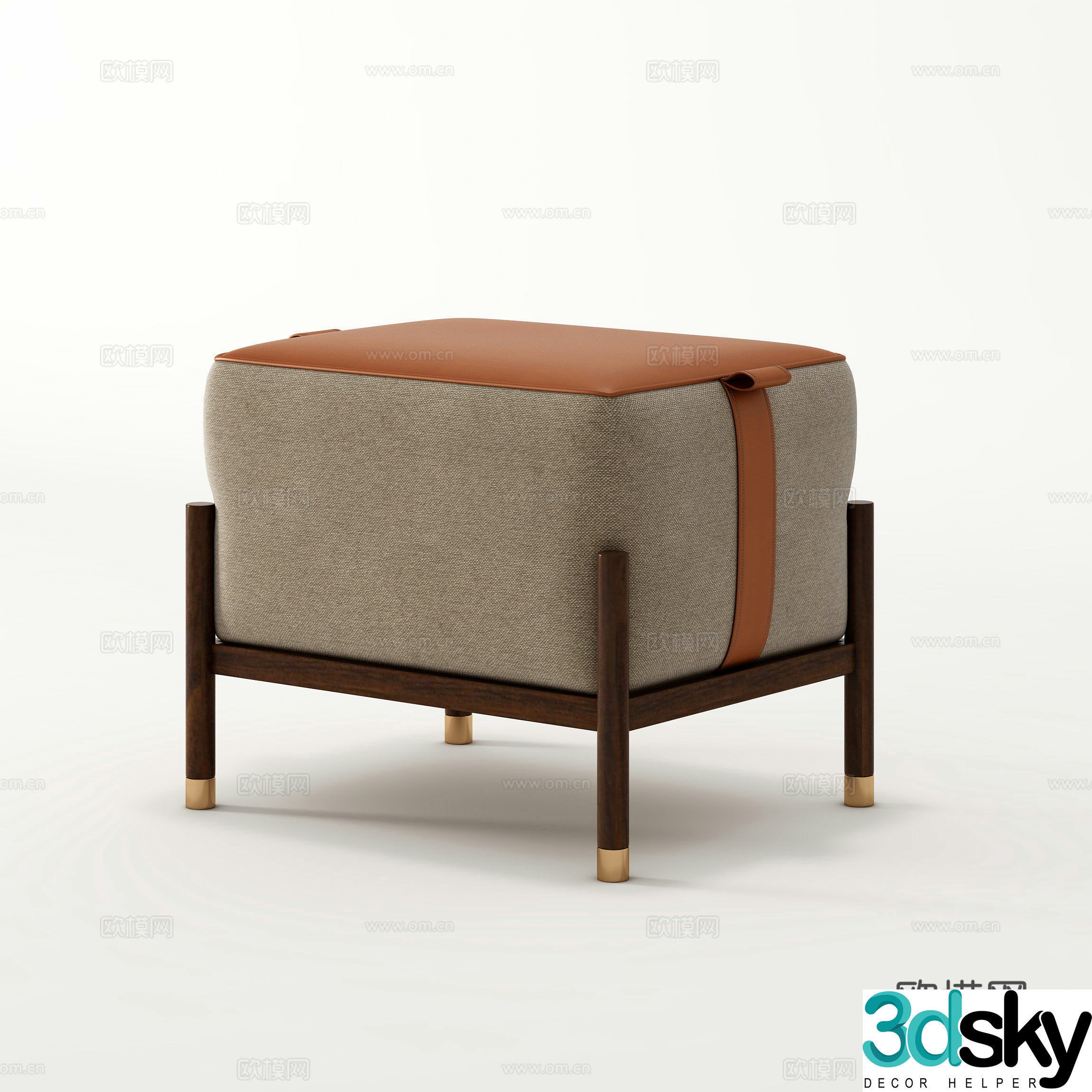 Modern Chinese stool Makeup Stool Changing Stool 3D Model