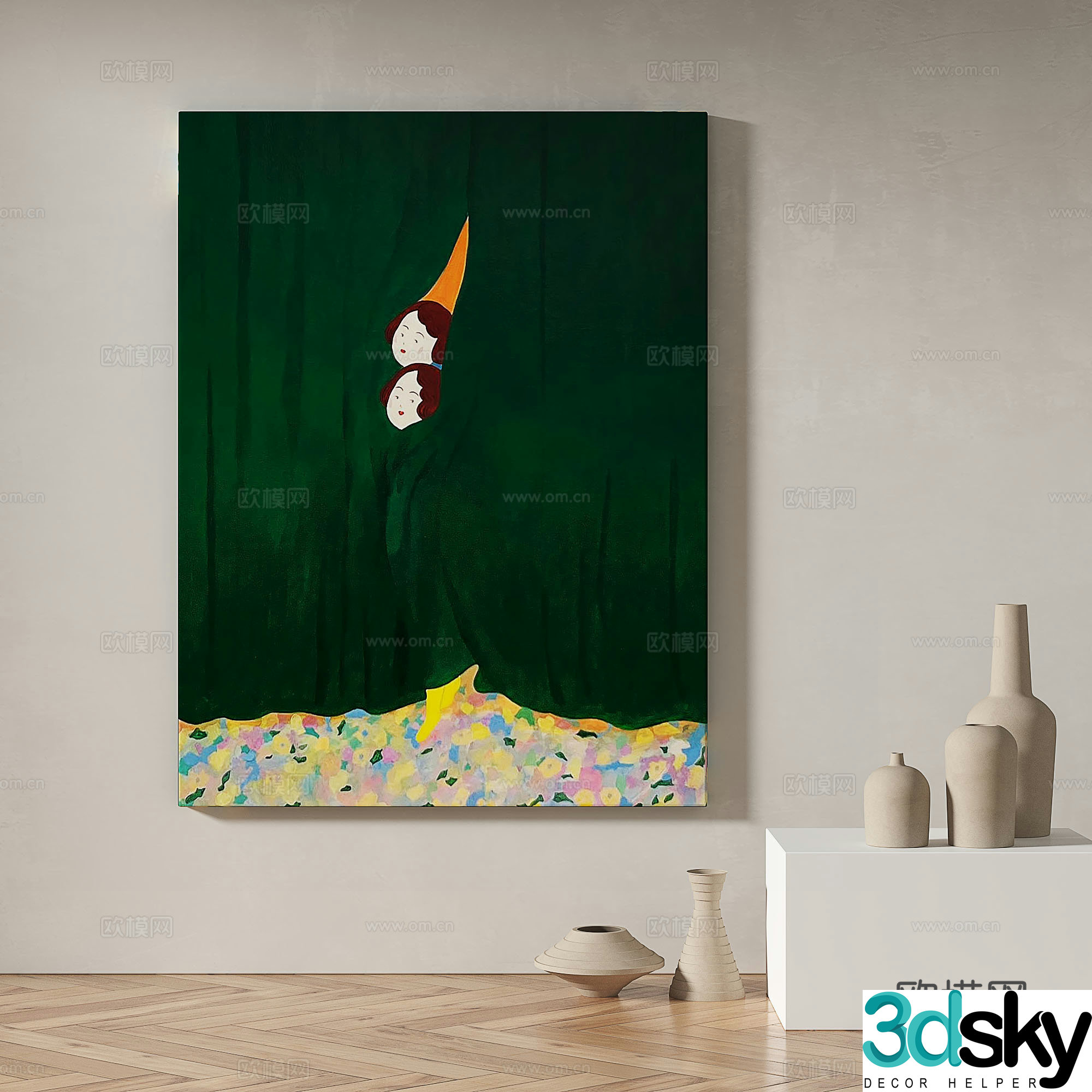 Modern minimalist abstract decorative painting 3d model