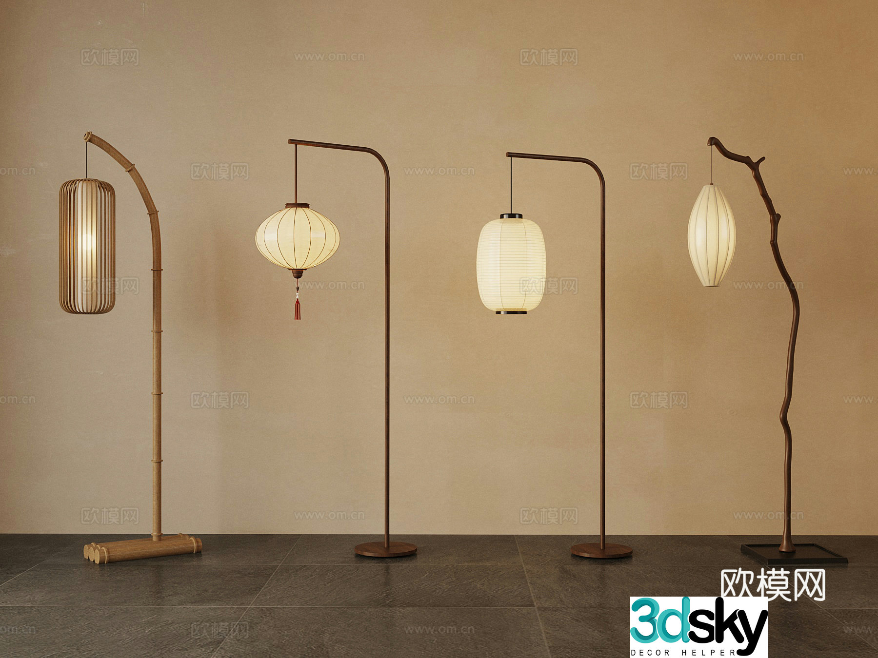 New Chinese floor lamp 3D model