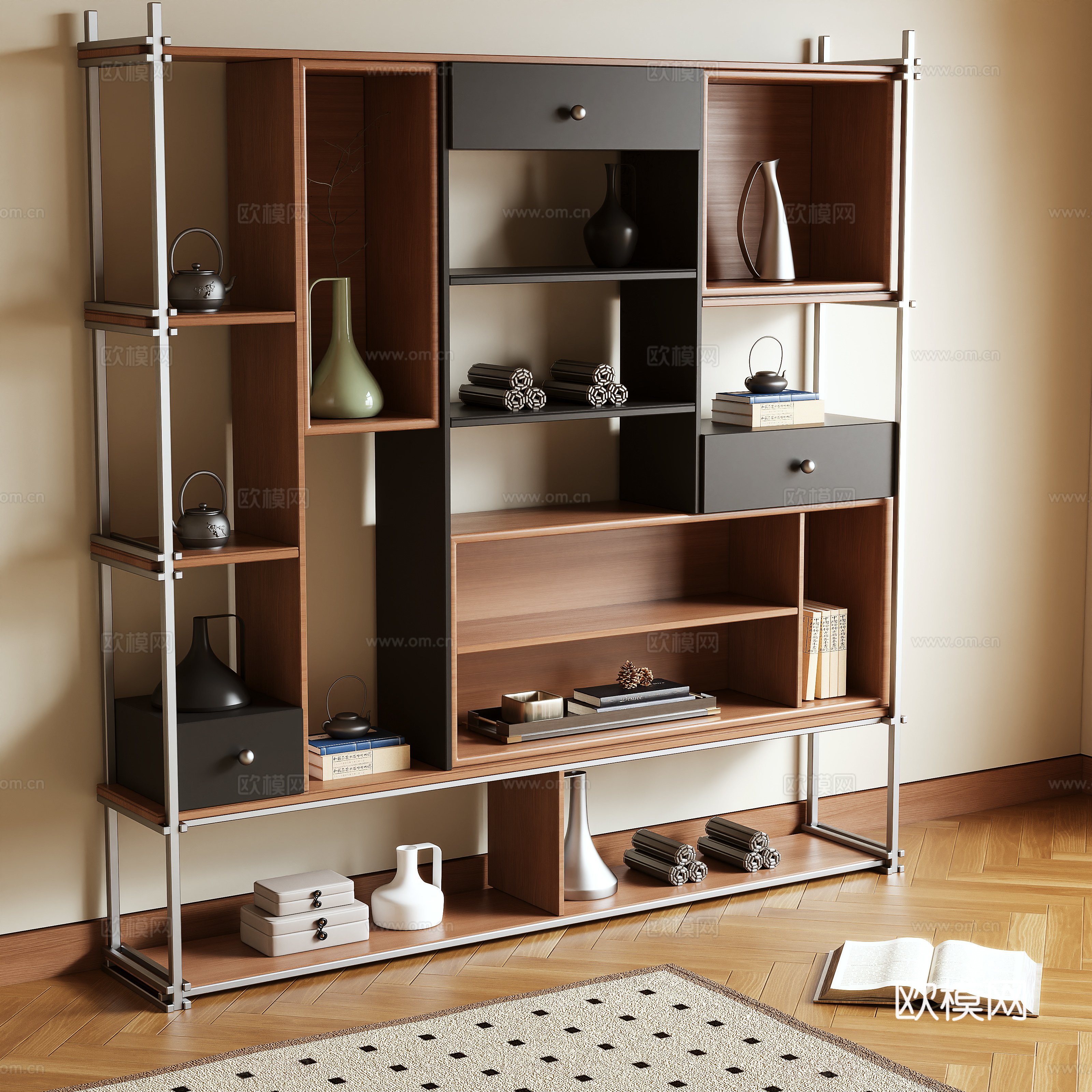 Middle-aged bookcase locker 3d model