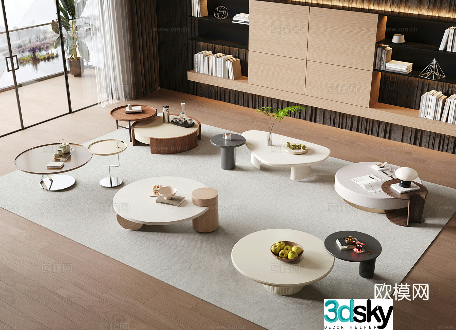 Modern coffee table coffee table combination 3D model
