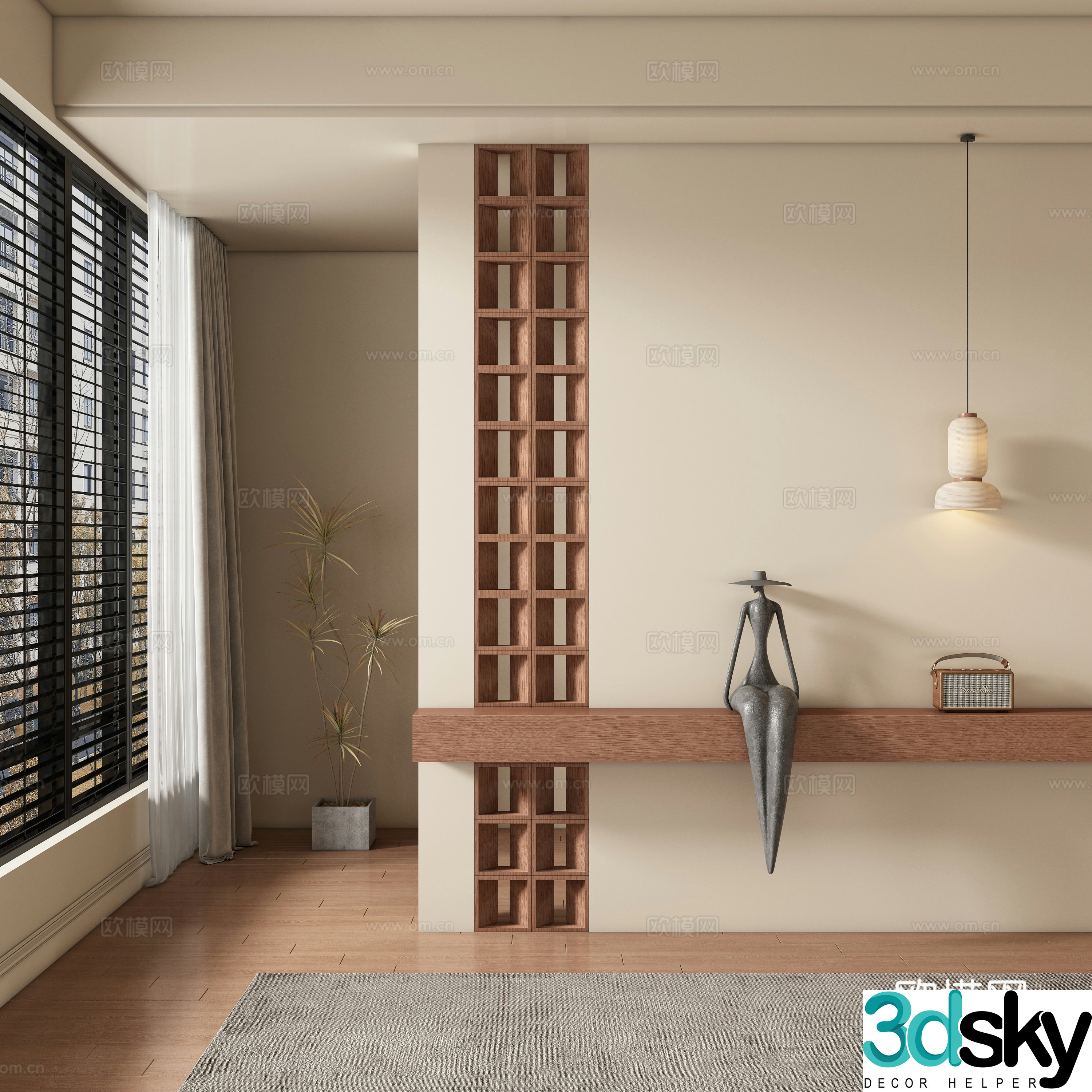 Middle-aged style entrance hallway partition 3D model