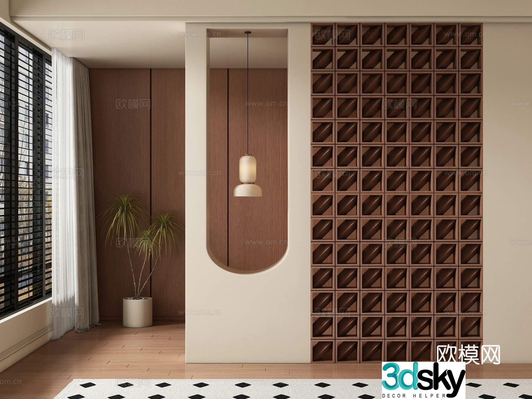 Middle-aged style entrance hallway partition 3D model