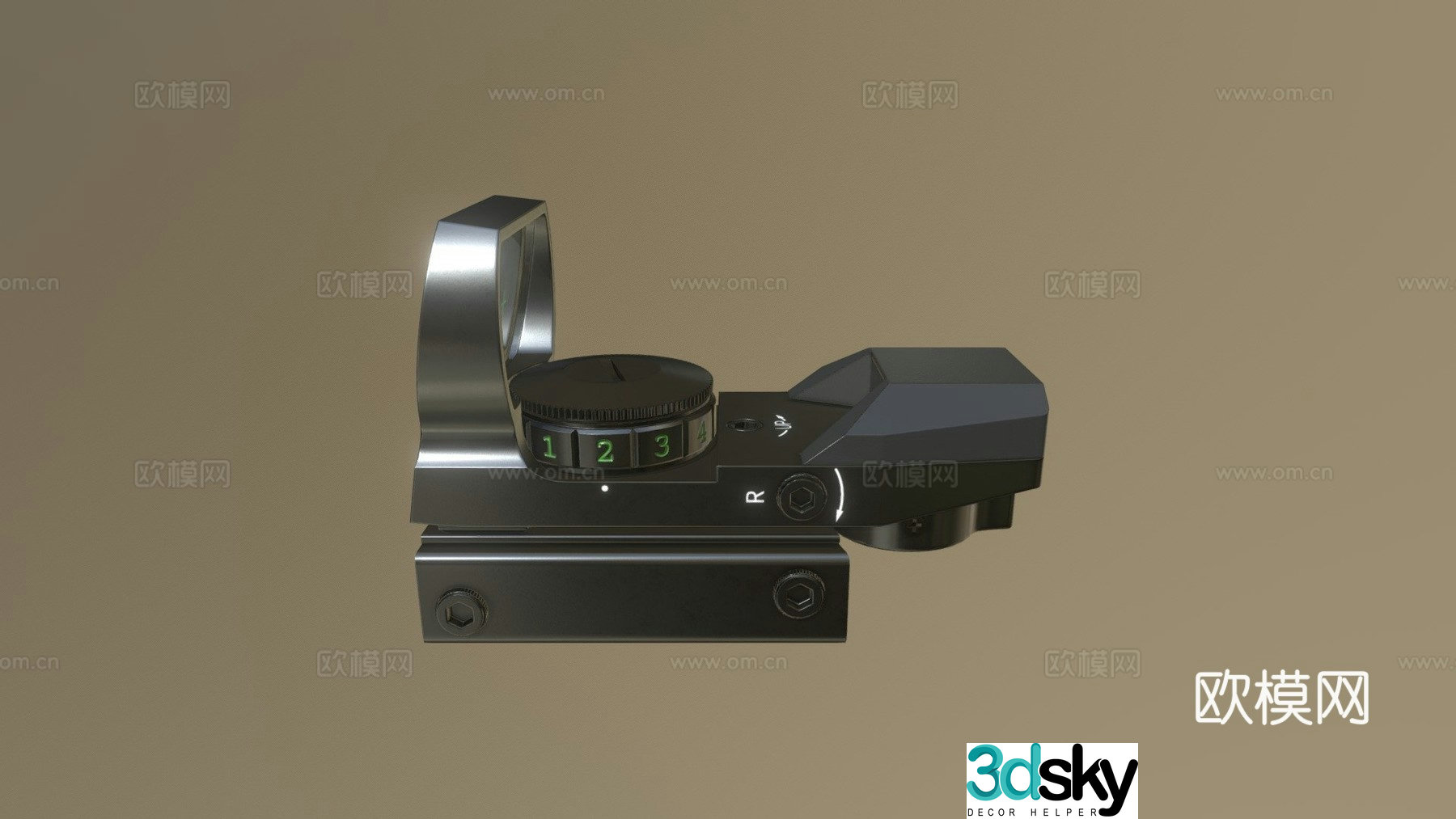 Multiple red and green reflex sight 3d model