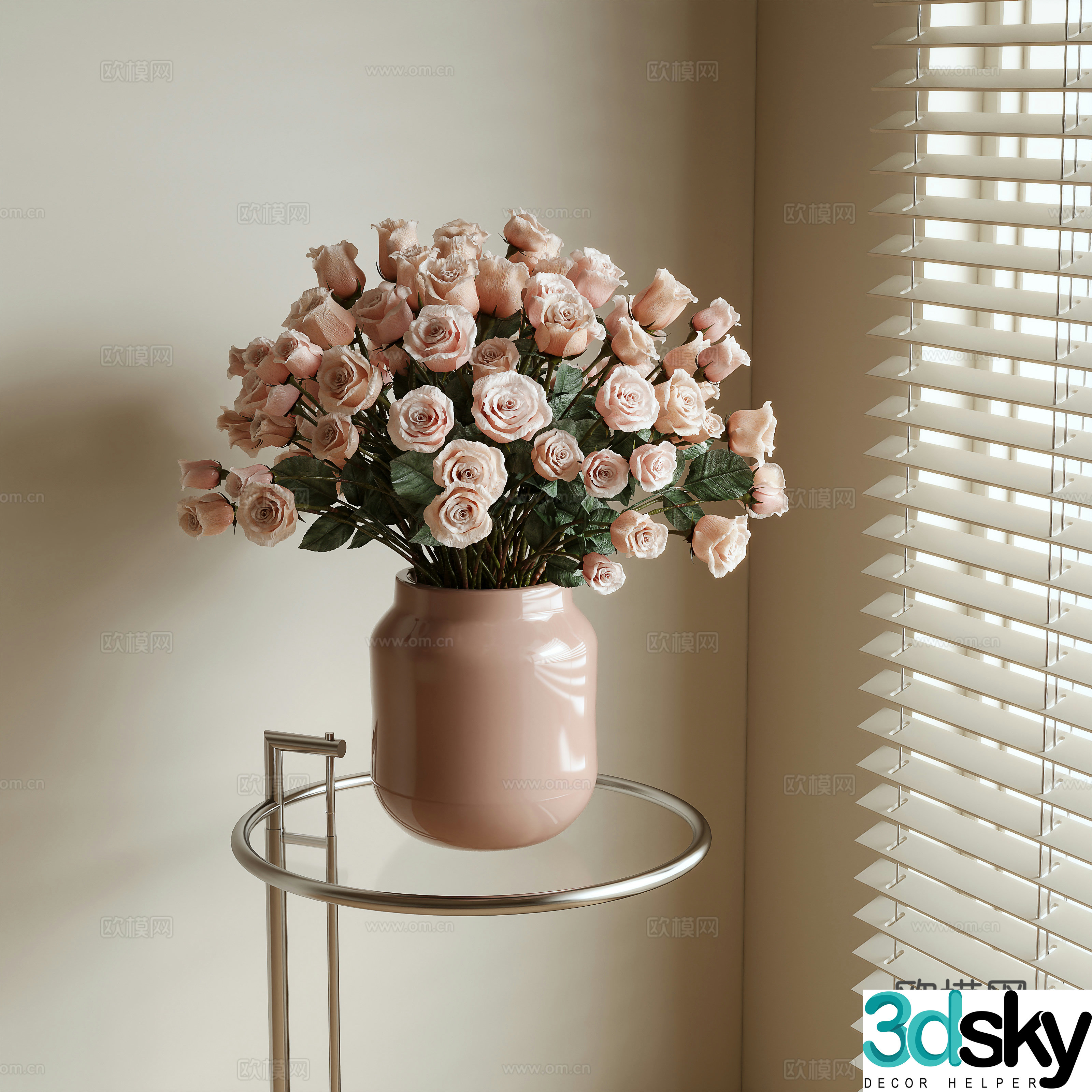 Creamy Flower Arrangement Rose 3d Model