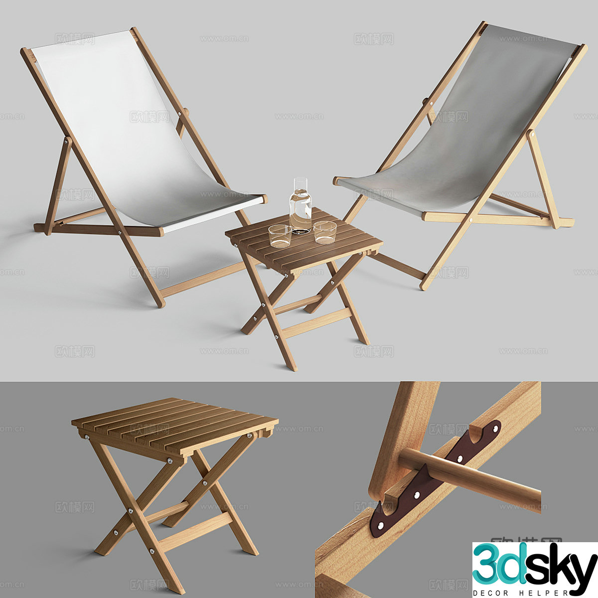 Modern outdoor leisure table and chair 3d model