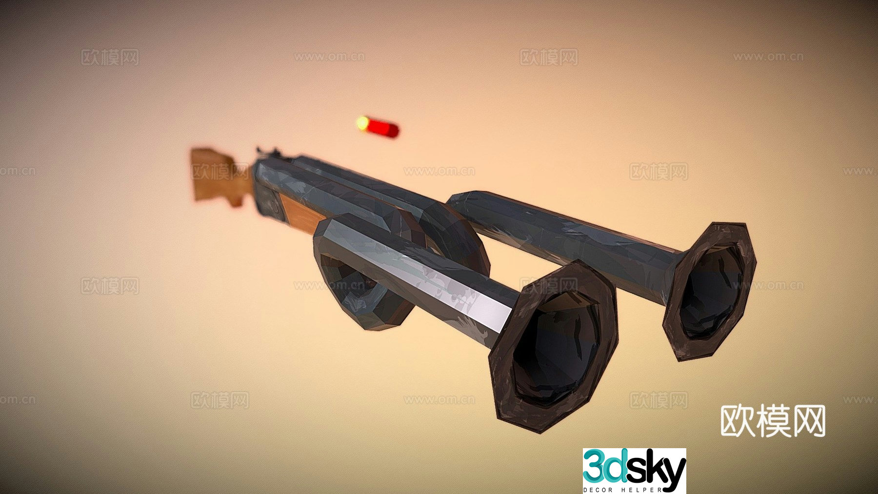 Double barrel cycle shotgun 3d model